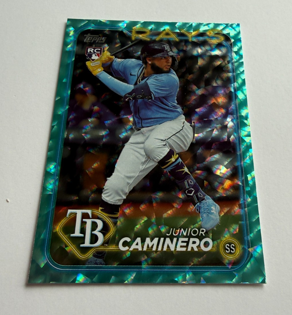 2024 TOPPS SERIES 2 JUNIOR CAMINERO RC AQUA FOIL 179/399 TAMPA BAY RAYS #628