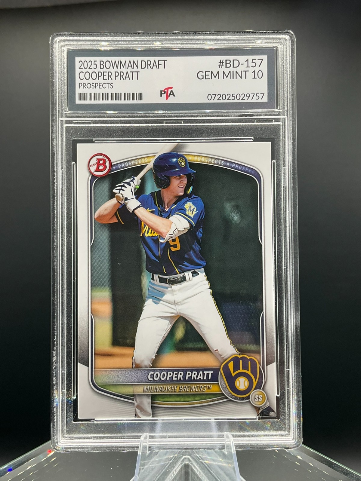 2025 Bowman Draft Prospects Cooper Pratt Prospect Rookie ~GEM MINT PTA 10🔥