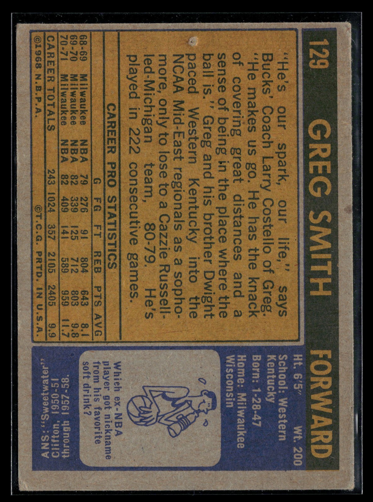 Greg Smith 1971-72 Topps #129