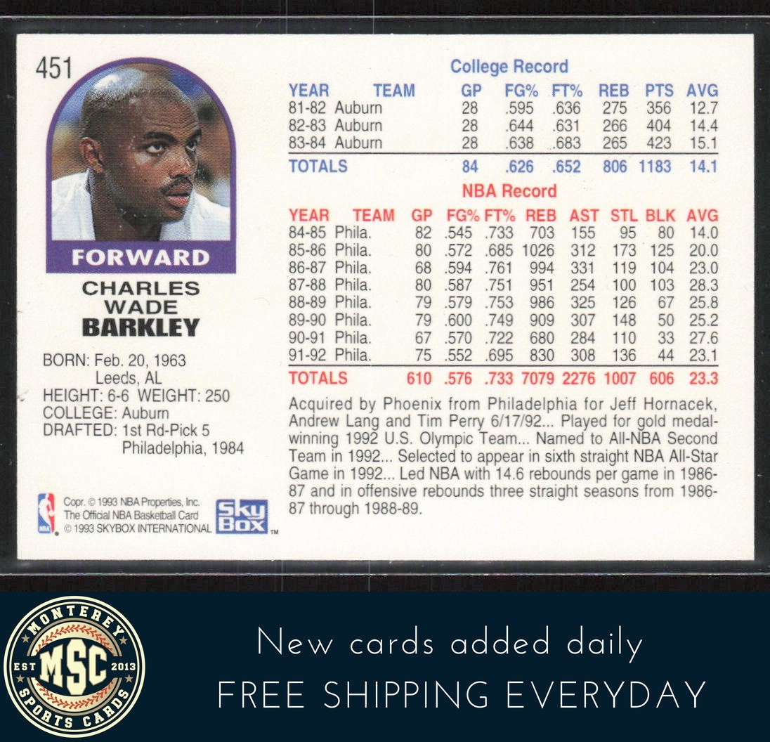Charles Barkley 1992-93 Hoops #451 Phoenix Suns