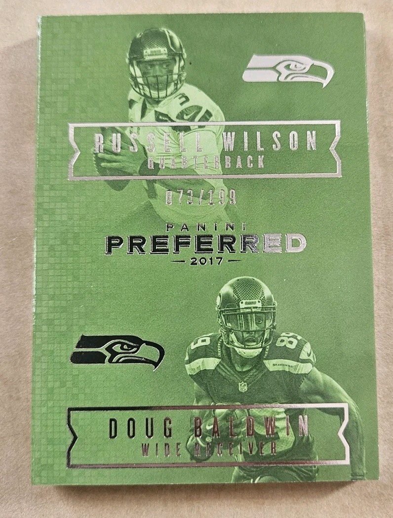 Panini Preferred Booklet Russell Wilson And Baldwin Dual Relic Booklet SP/199