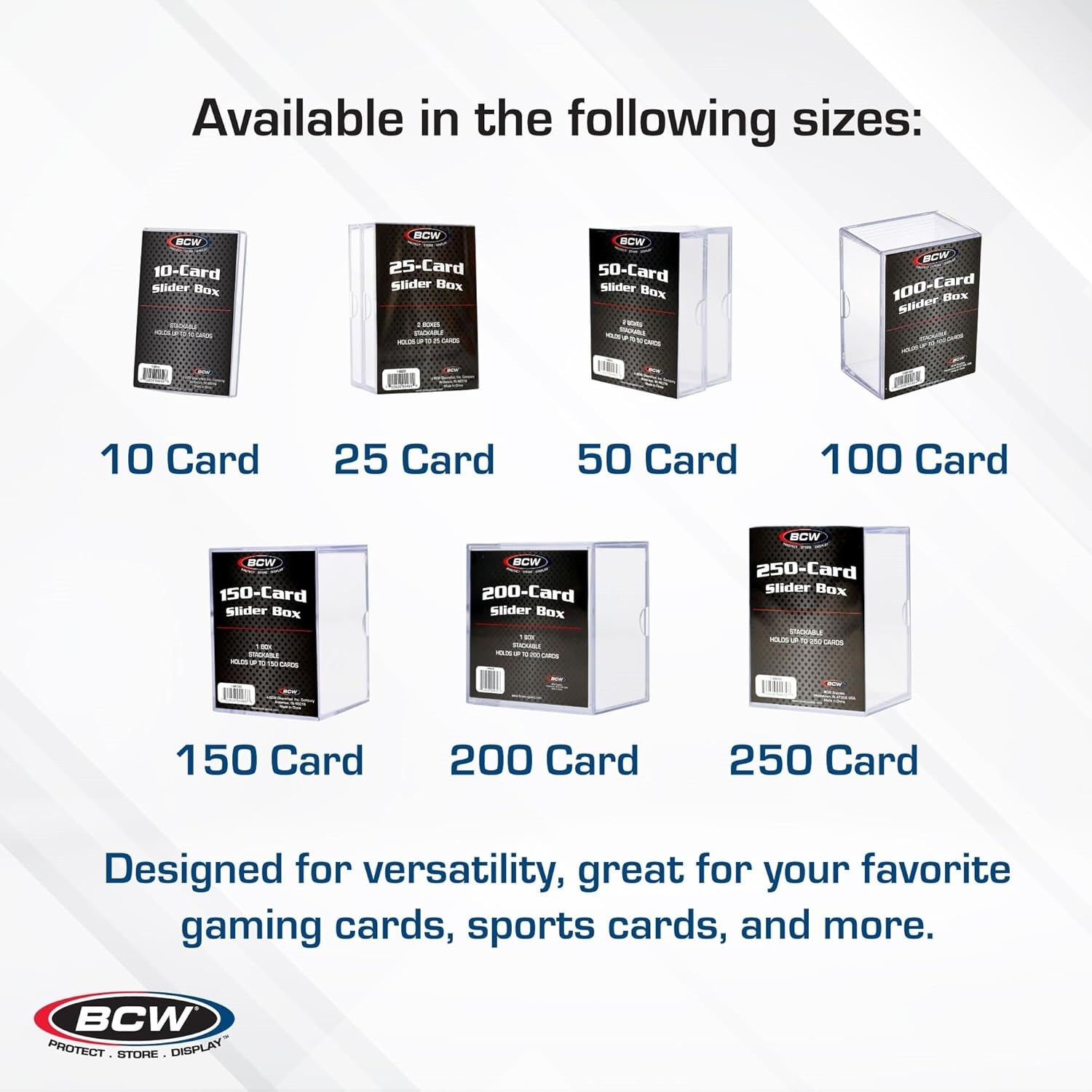 BCW Clear Slider Boxes Hold 100 Standard Cards – Baseball Basketball Storage