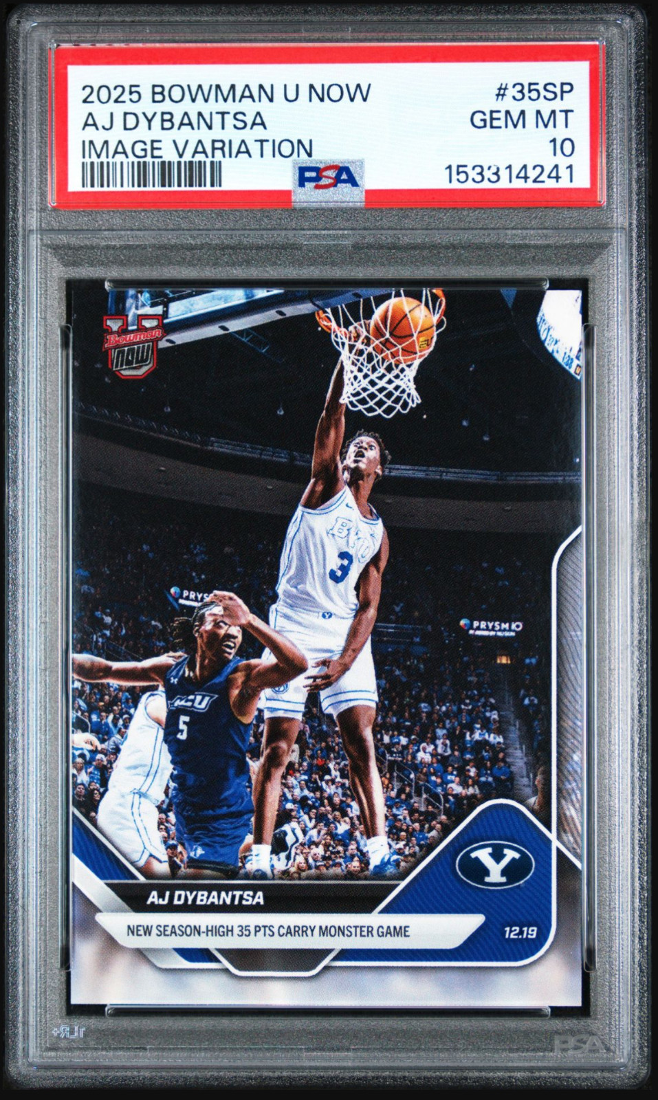 2025 BOWMAN U NOW IMAGE VARIATION #35SP Short Print SP AJ DYBANTSA PSA 10