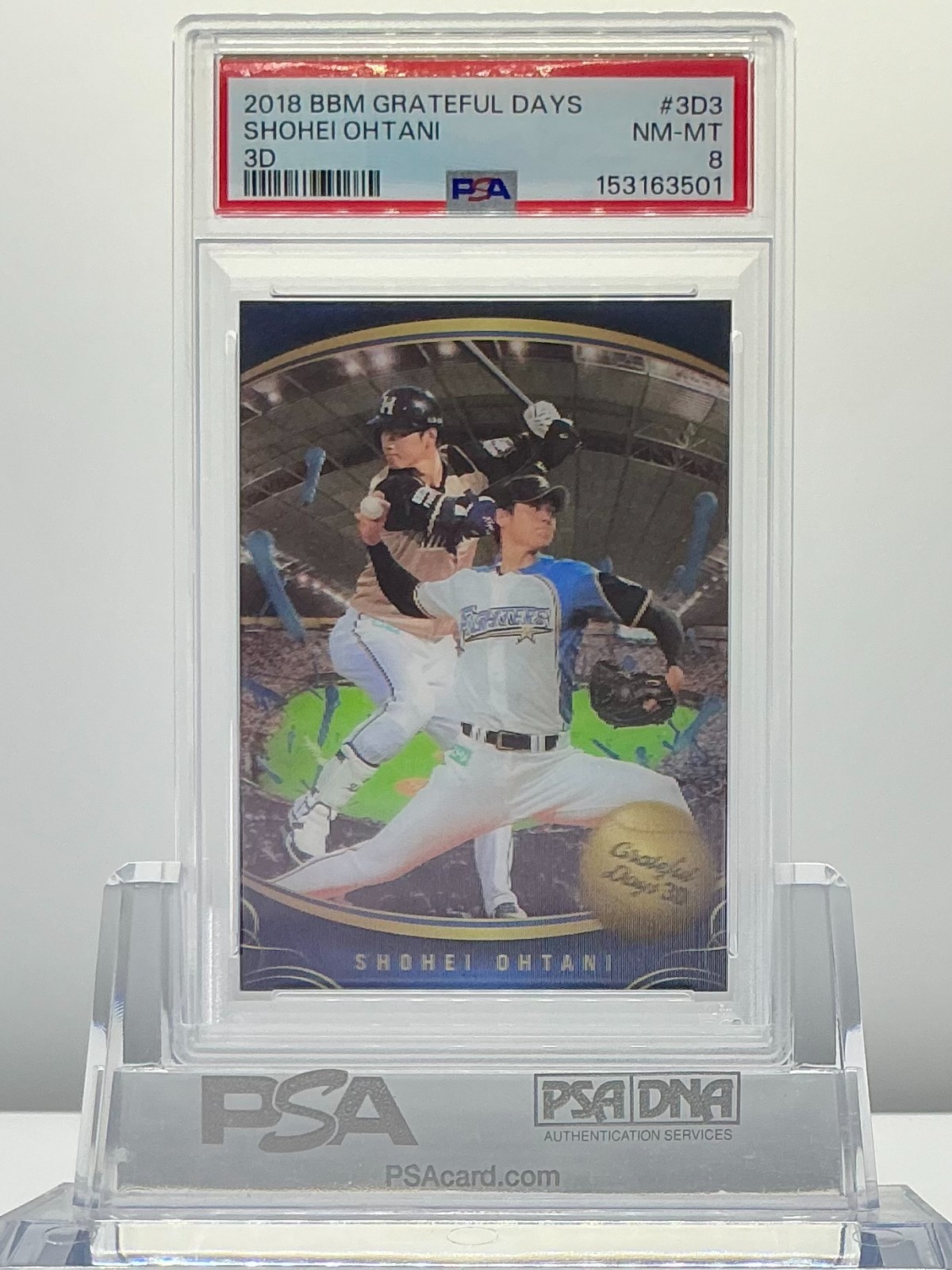 SHOHEI OHTANI 2018BBM GRATEFUL DAYS THE TWO-SWORD PLAYER 3D #3D3 PSA8!POP10!(RC)