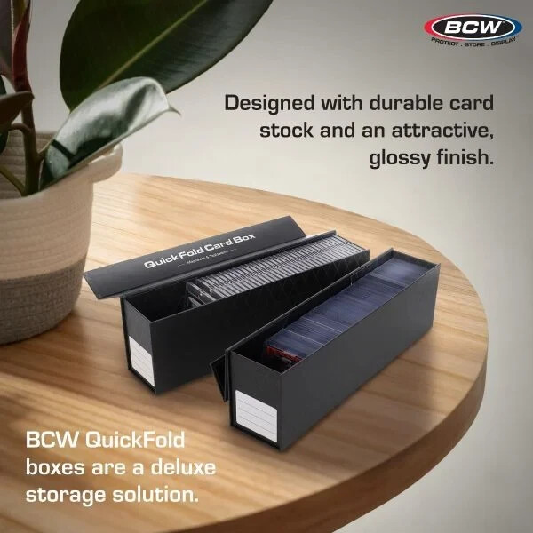 (1) BCW Quick Fold Card Box – Stores Card Holders, Toploaders with Magnetic Lid
