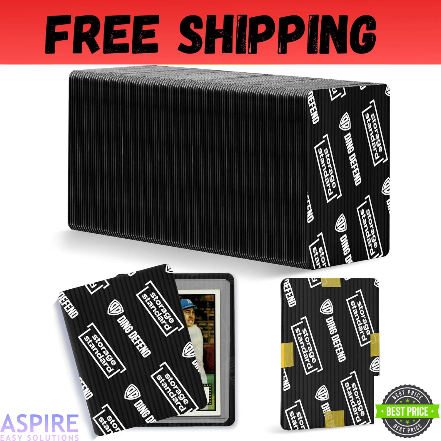Ding Defend 110-Pack Trading Card Protector Shipping – 3.5 X 4.5 Inch Black