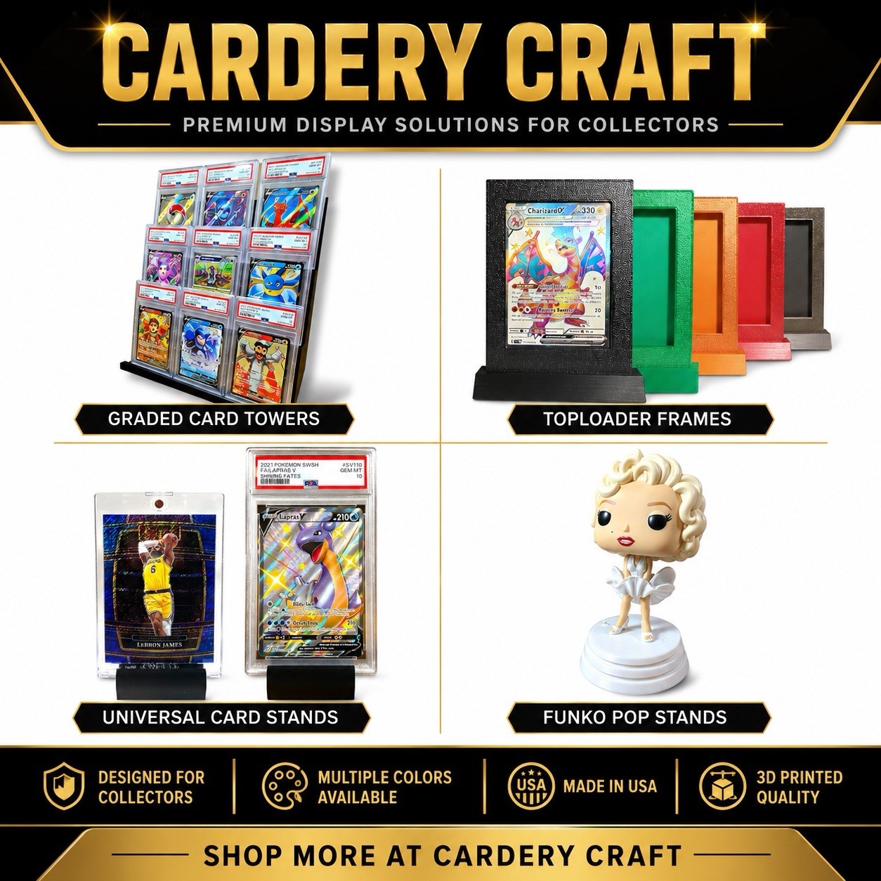 Magnetic Top Loader Display Frame Stand Trading Card Holder Pokemon MTG Sports