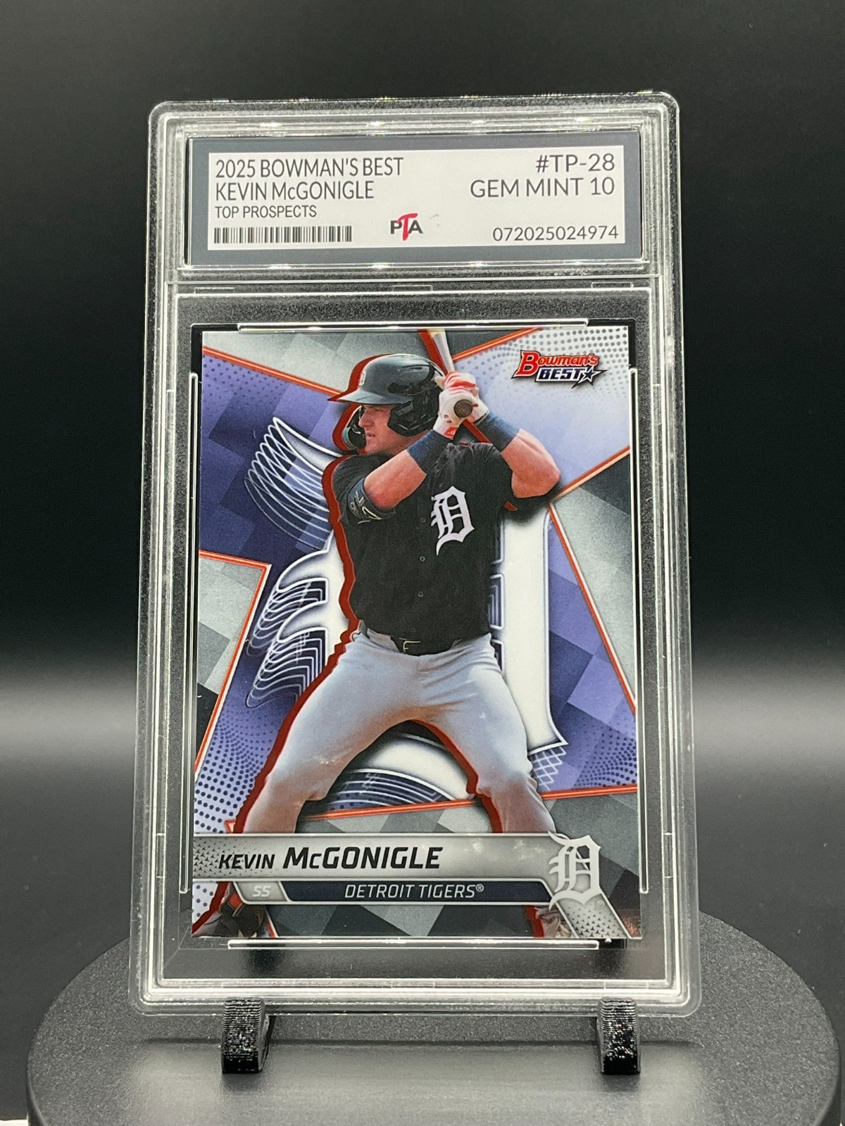 2025 Bowman’s Best TP-28 Kevin McGonigle Top Prospects TIGERS~ GEM MINT PTA 10🔥