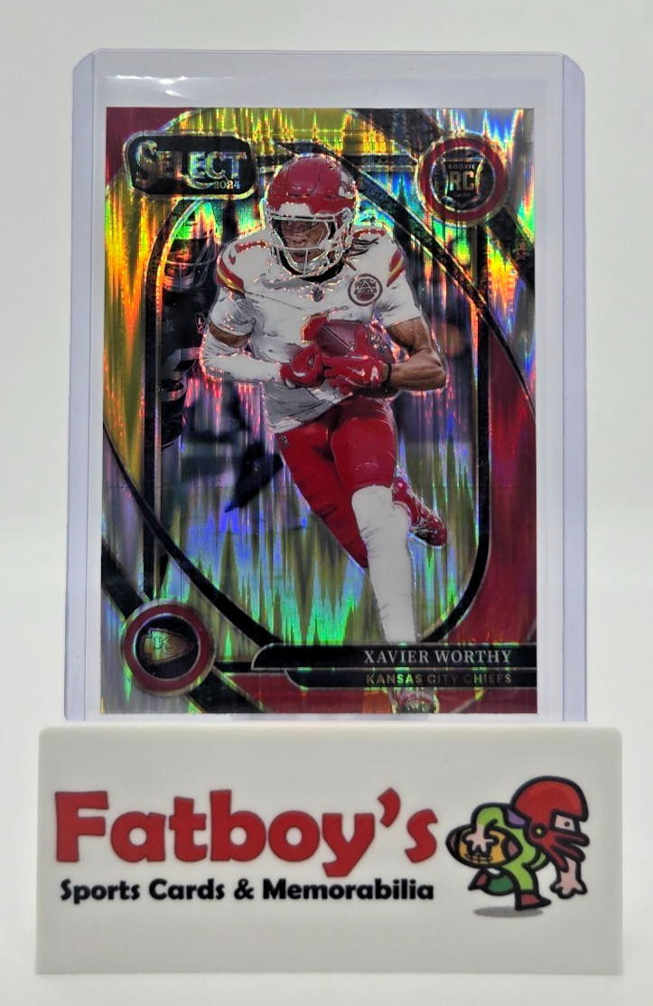 2024 Panini Select Xavier Worthy Club Red & Yellow Shock Parallel Rookie Card