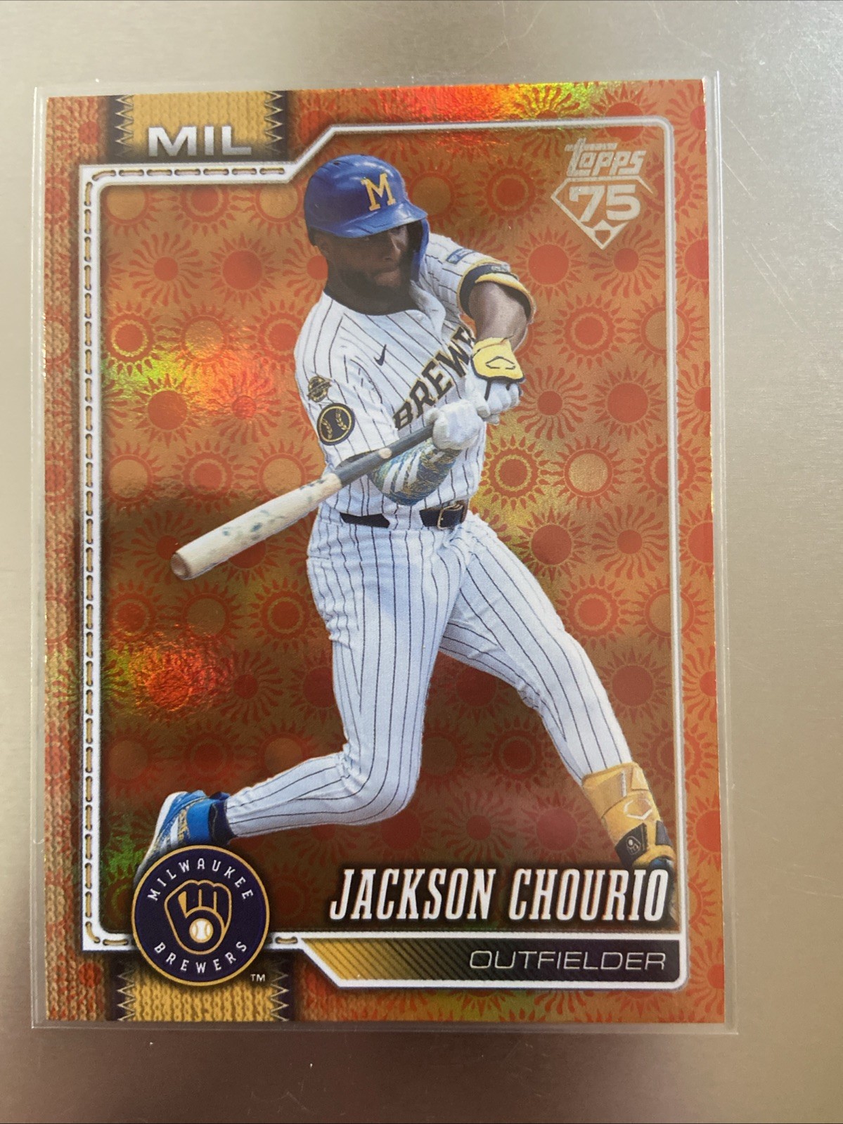 2026 Topps Series 2 Holiday Sun Parallel Jackson Chourio #448 Brewers Variation