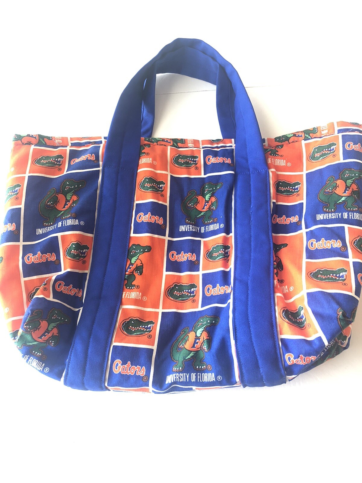 Vintage UF Florida Gators Patchwork Cloth Tote Bag With Orange Lining NICE!