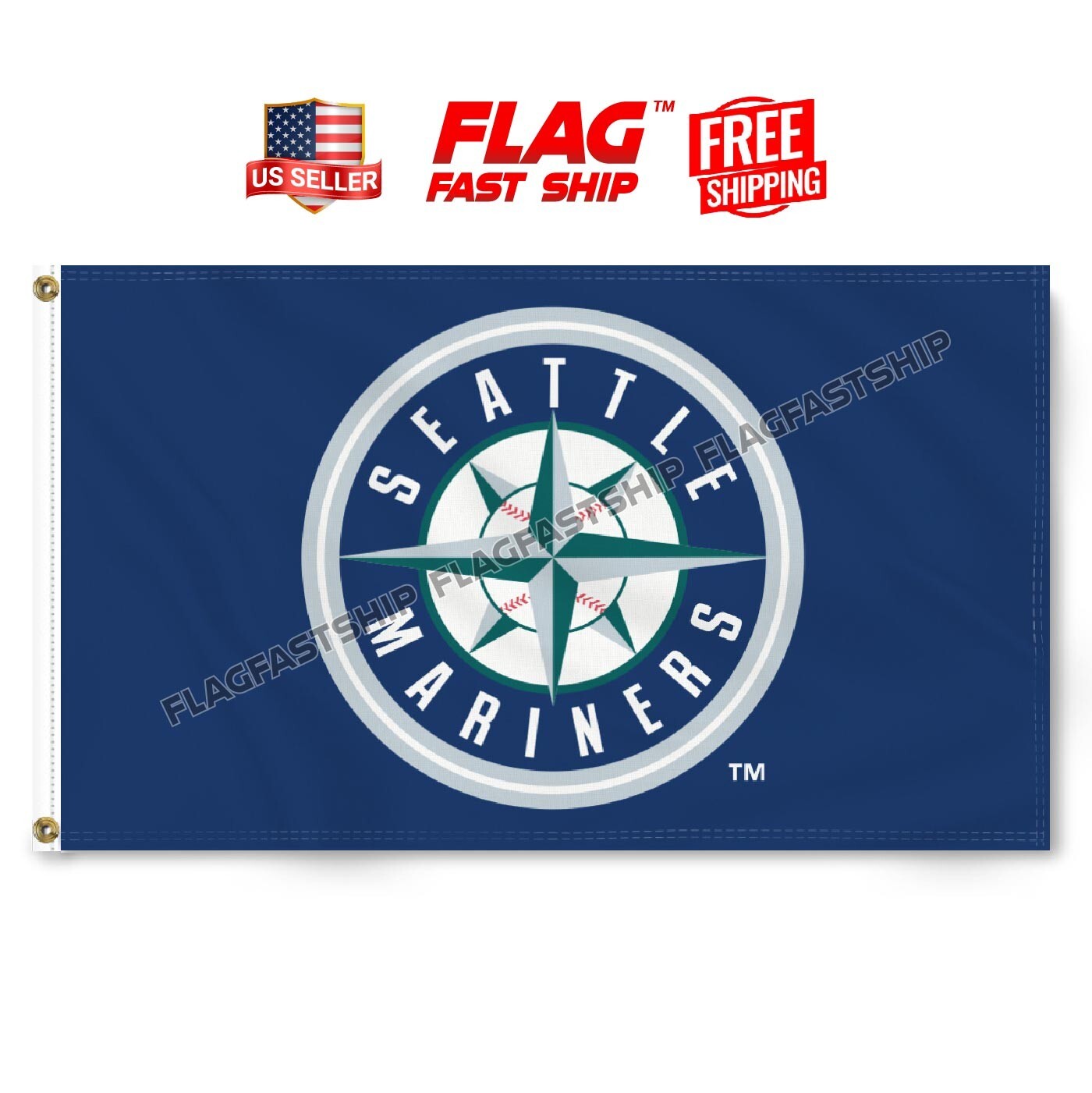 Seattle Mariners 3×5 ft Flag Banner MLB World Series Vintage FREE Shipping