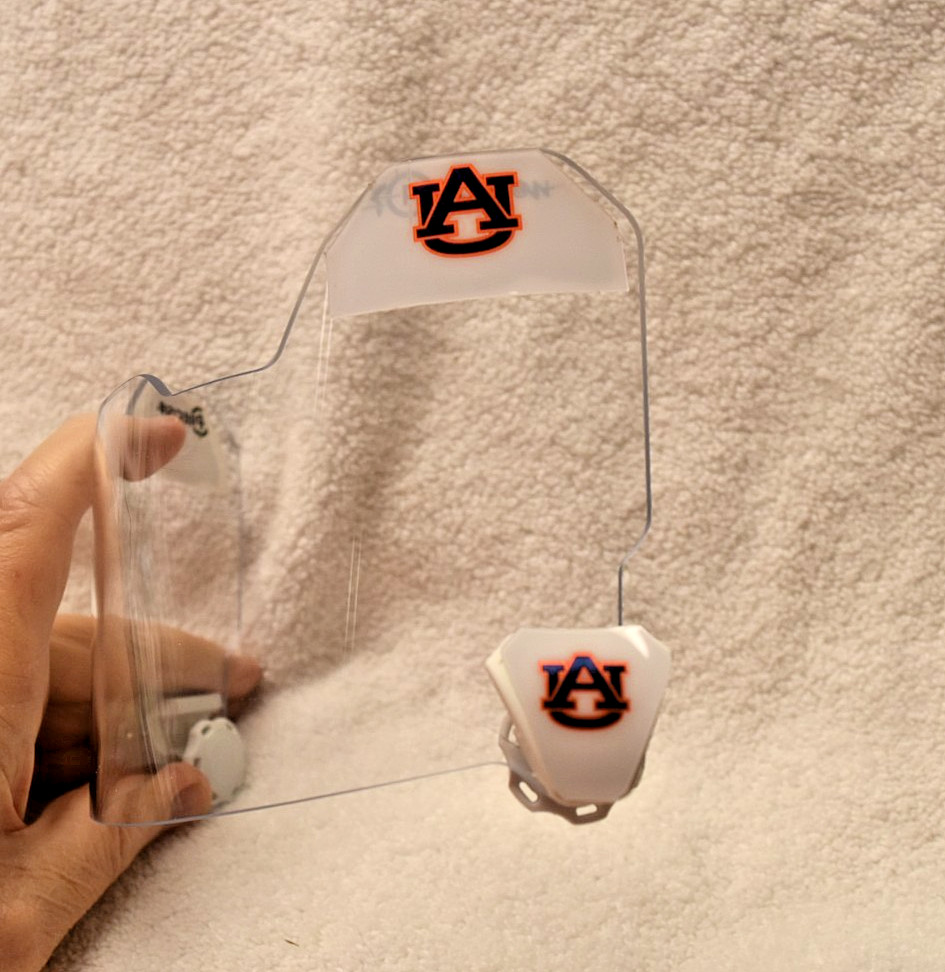 AUBURN TIGERS AUTHENTIC CHROME UNDER ARMOR FOOTBALL HELMET VISOR/EYE SHIELD
