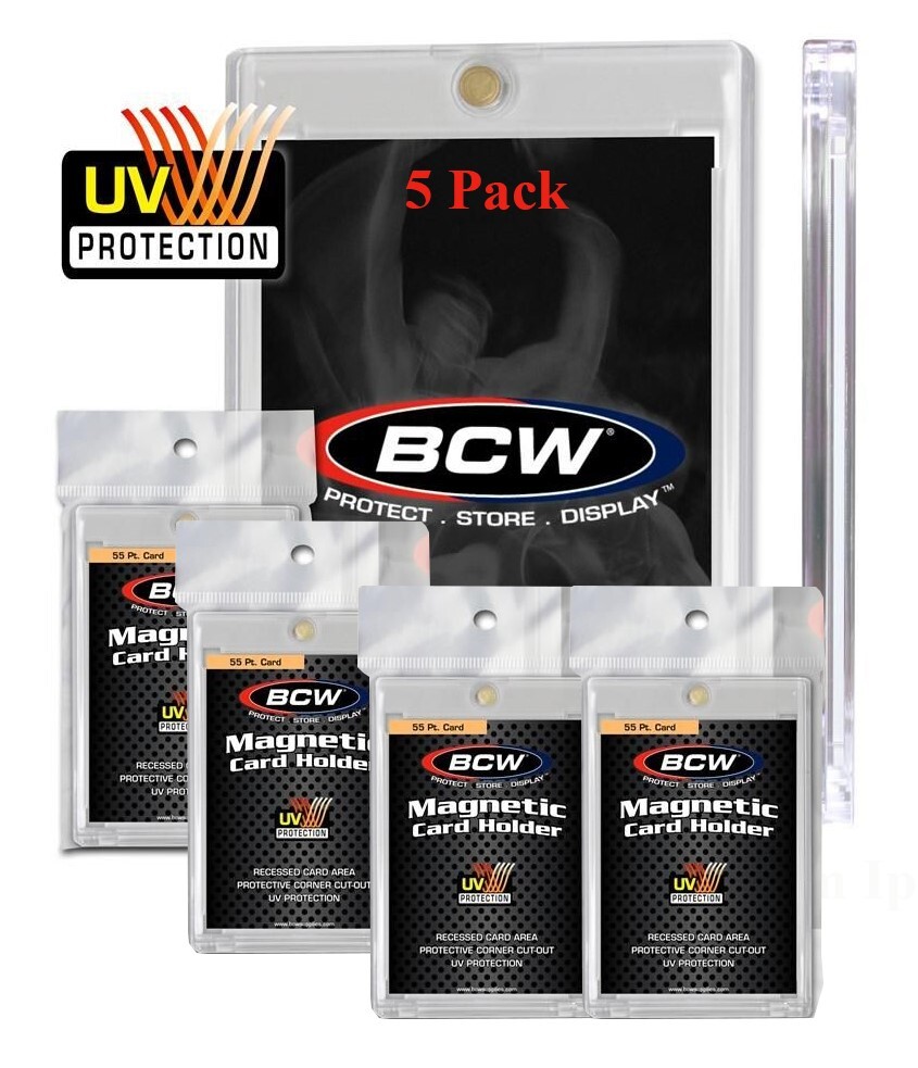5 BCW Magnet Card Holder 55 Pt Recessed UV Protection Slab 2 1/2 x 3 1/2 Inside