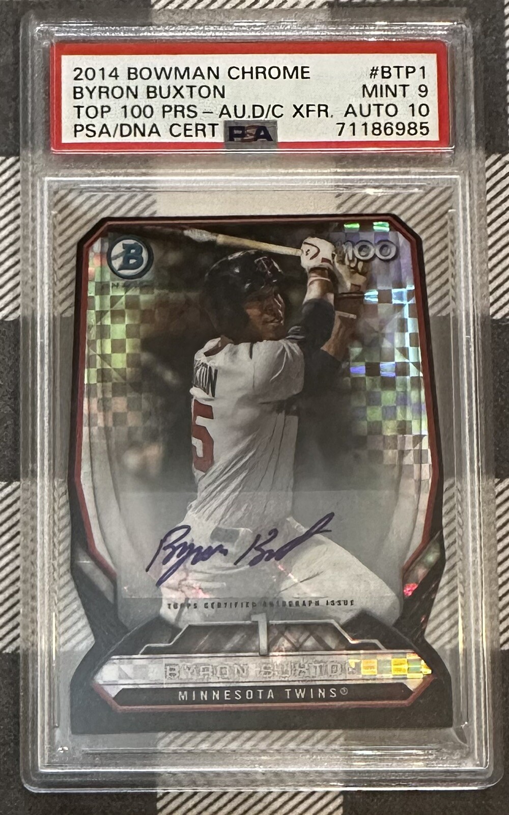 2014 Bowman Chrome Byron Buxton /24 Top 100 Die Cut X-Fractor Autograph #BTP-1