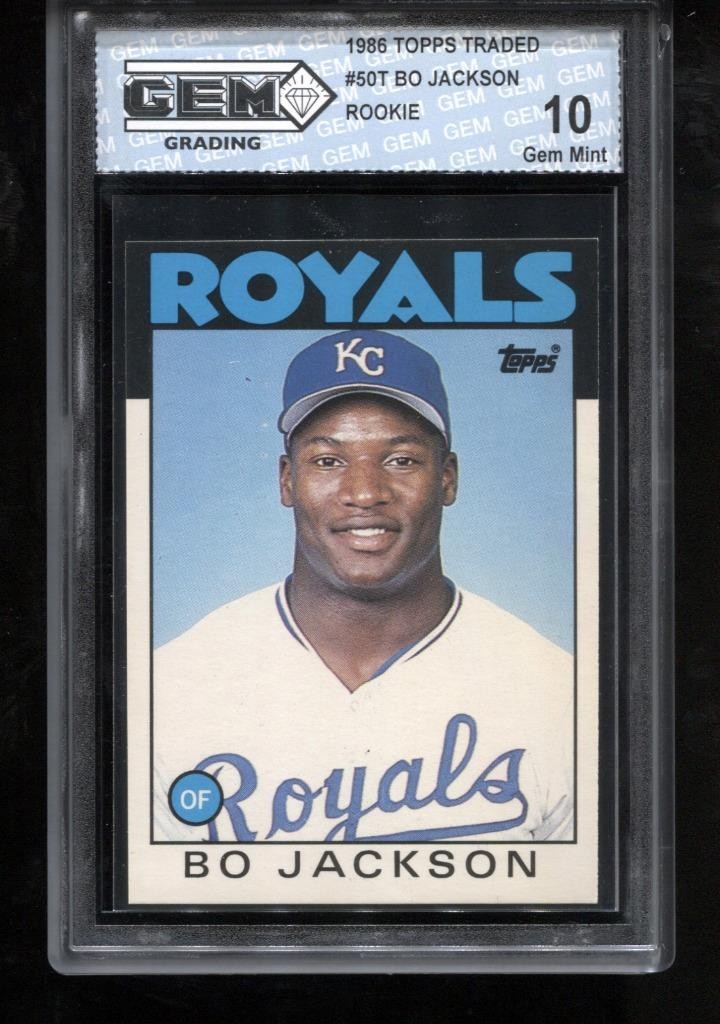 Bo Jackson Rookie 1986 Topps Traded #50T RC Card MLB Royals GEM MINT 10