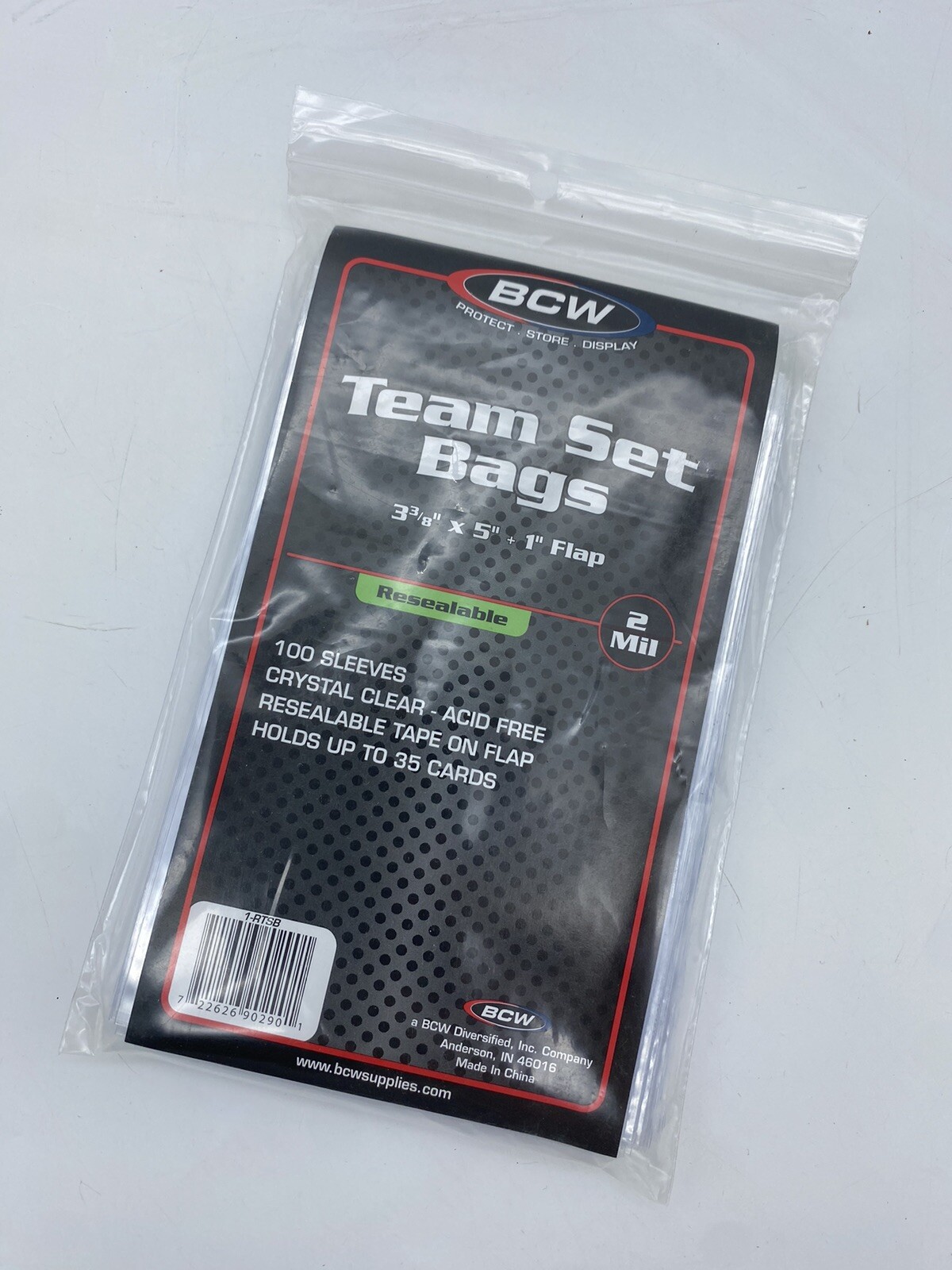 BCW Resealable Team Set Bags 1 Pack of 100 Sleeves Holds Up to 35 Cards