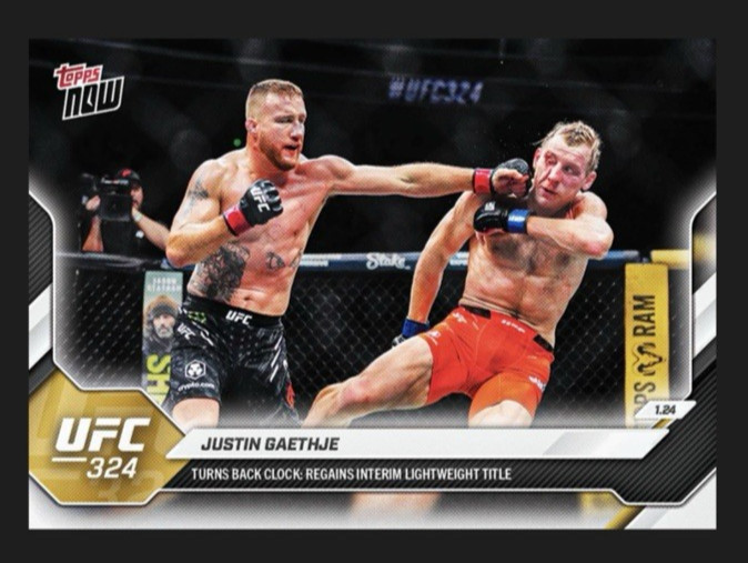 Justin Gaethje – 2026 Topps Now #1 UFC 324 vs Paddy Pimblett