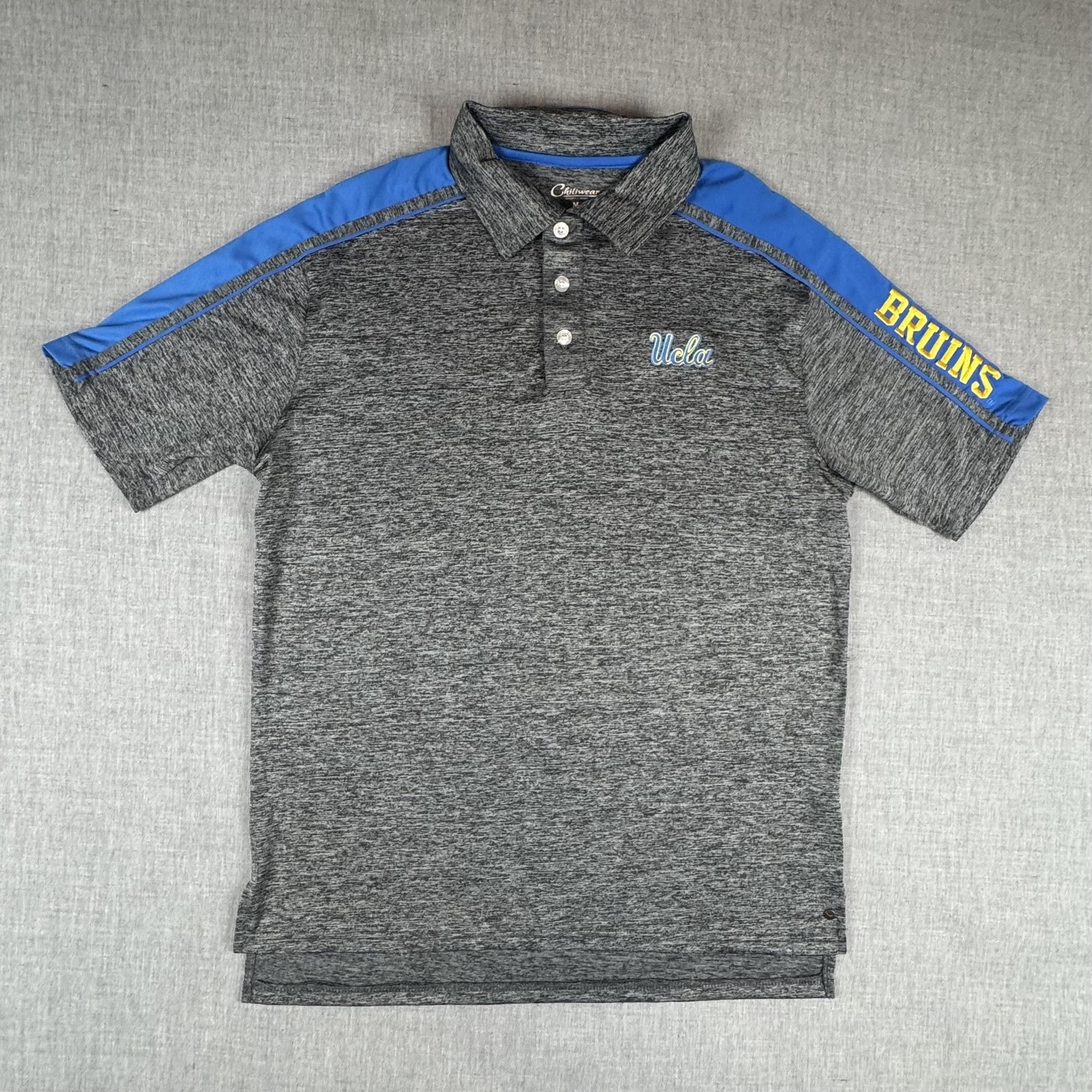 UCLA Bruins Shirt Mens Medium Gray Blue NCAA College Chiliwear Polo Short Sleeve