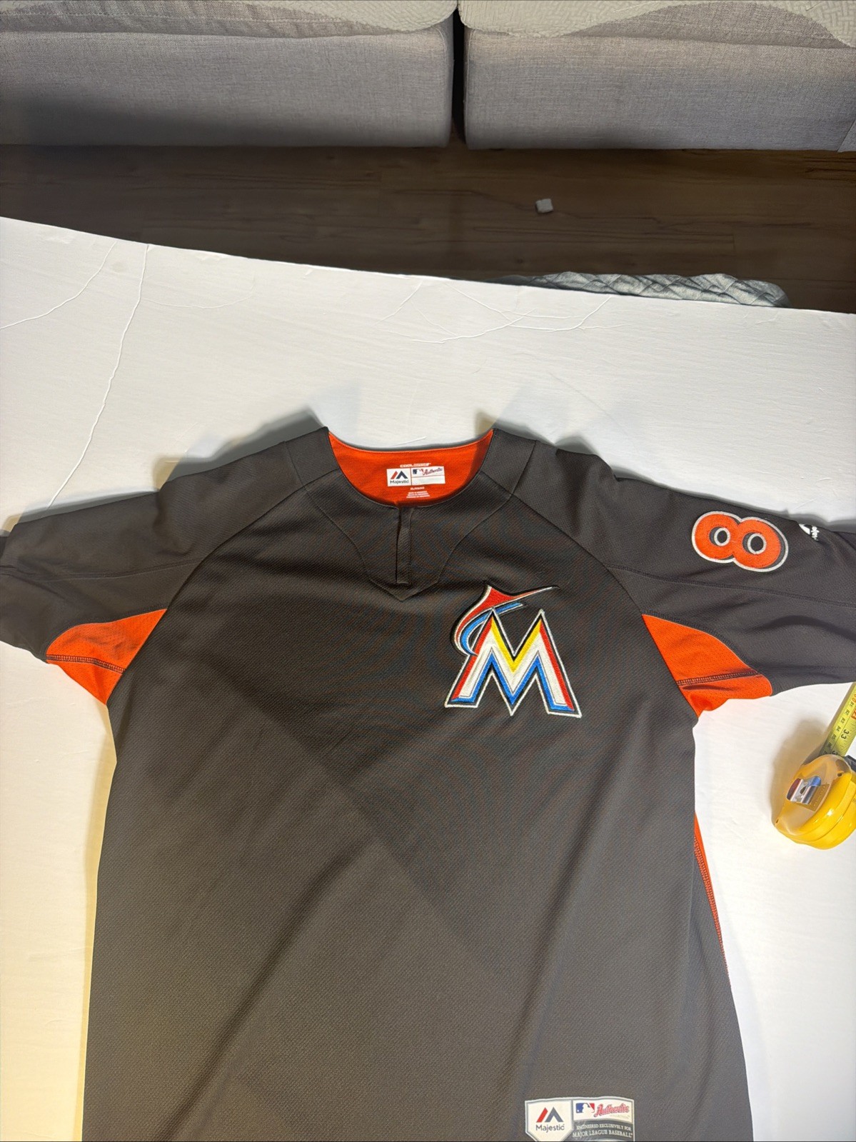 Majestic Miami Marlins Cool Base Batting Practice Jersey Black Orange XL