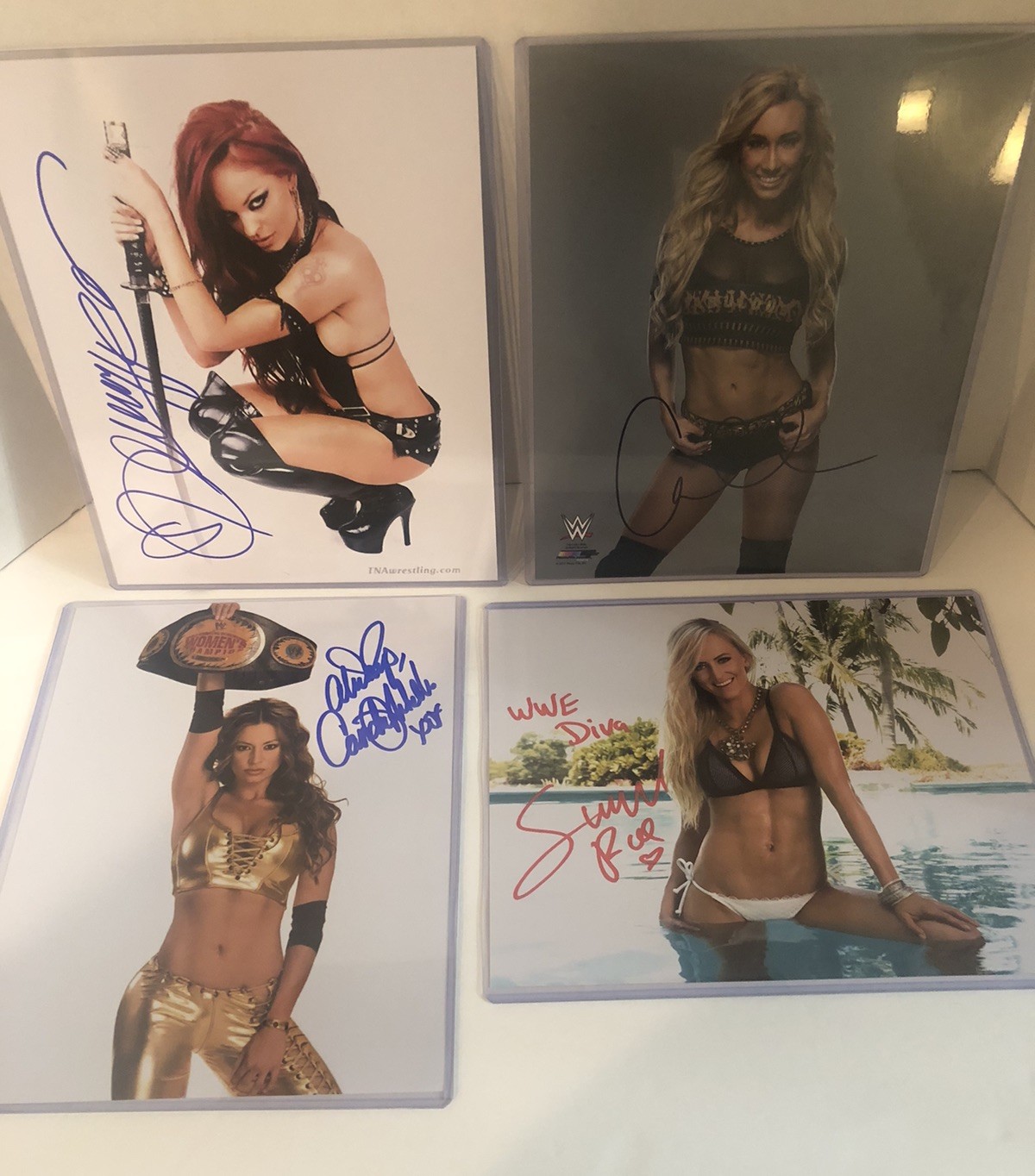Lot Of 4 WWE Divas Signed 8×10 Photos