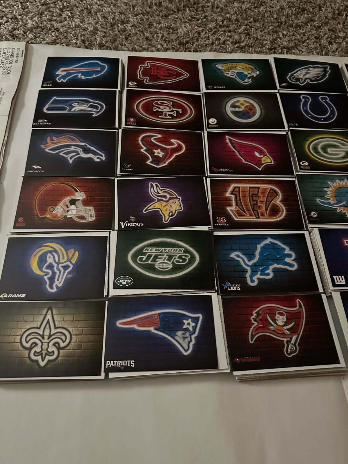 NFL Neon Design Logo Sticker Pick Your Team 30 Teams Free Shipping (3X4.5in)