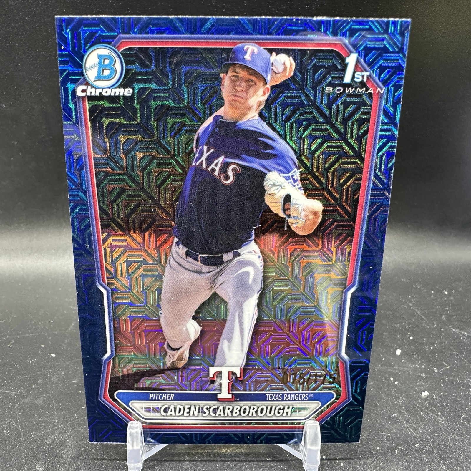 CADEN SCARBOROUGH Navy Mojo Refractor /175 2026 Bowman Chrome #BCP-17 Rangers