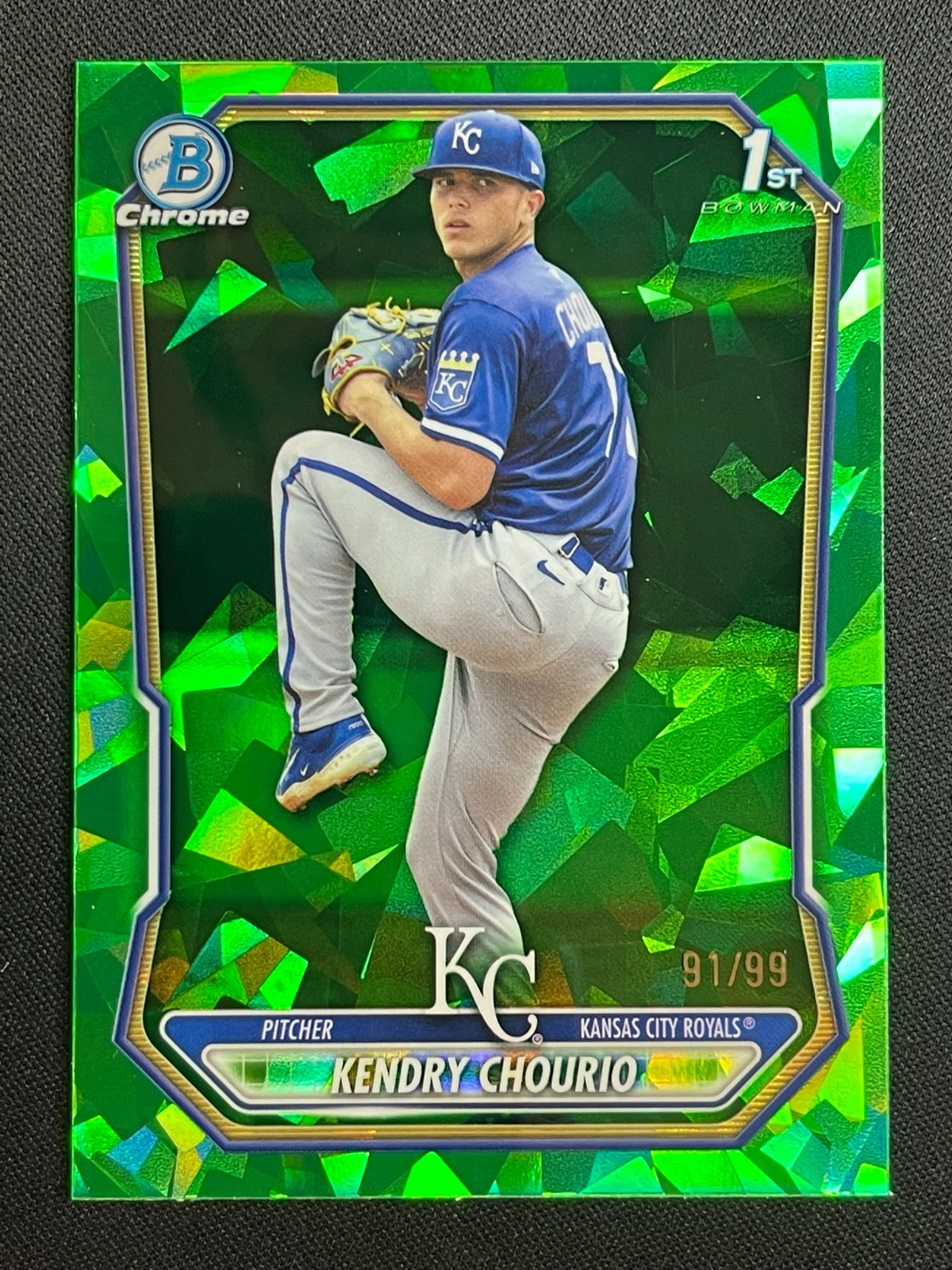 KENDRY CHOURIO /99 1ST GREEN 2026 BOWMAN CHROME SAPPHIRE ROYALS PROSPECT #BCP-7