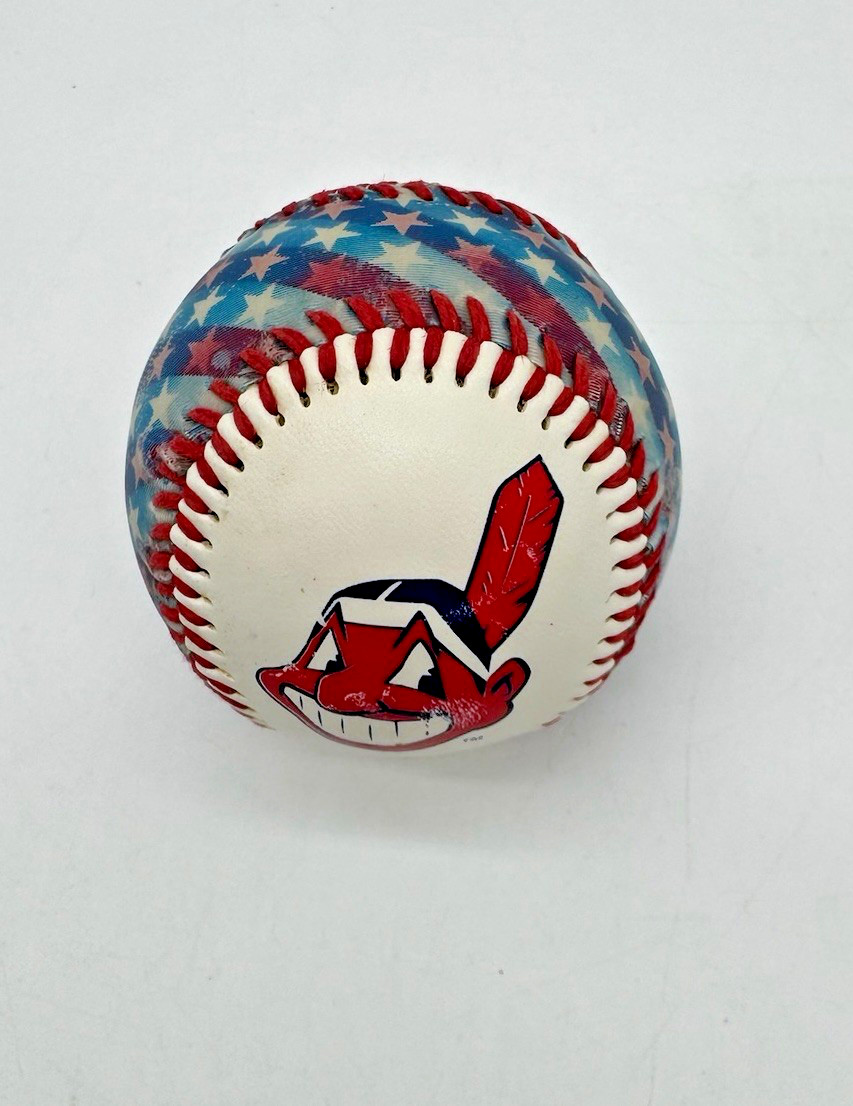 Cleveland Indians Chief Wahoo 2002 Fotoball American Flag Holographic Baseball