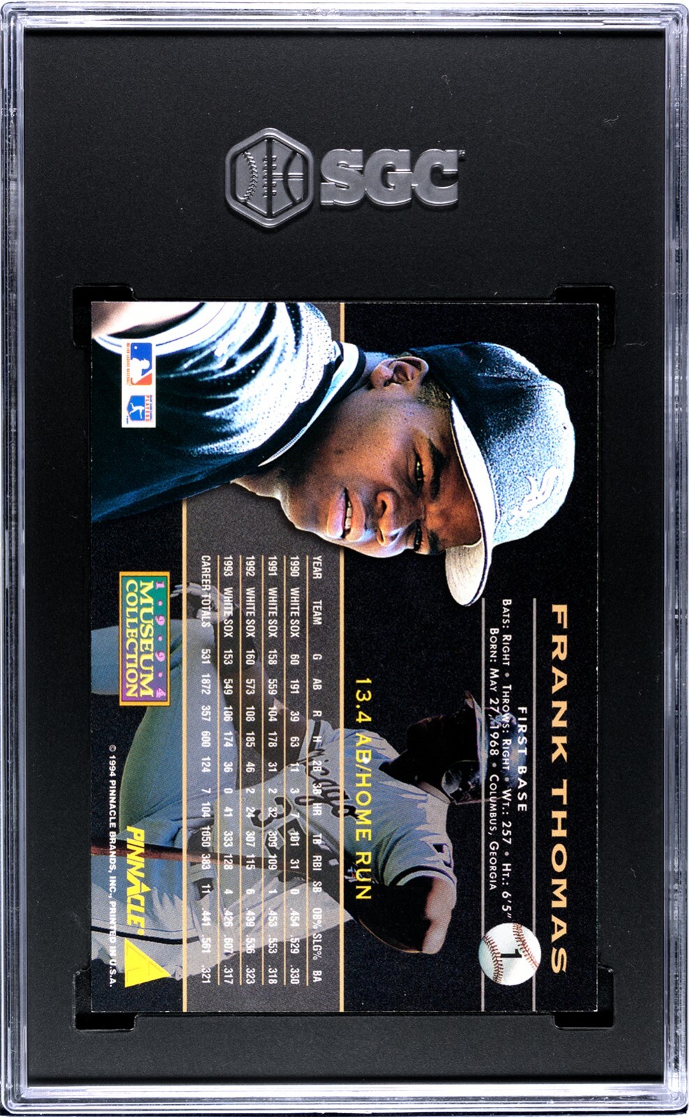 1994 Pinnacle Museum Collection Frank Thomas #1 HOF Chicago White Sox SGC 9