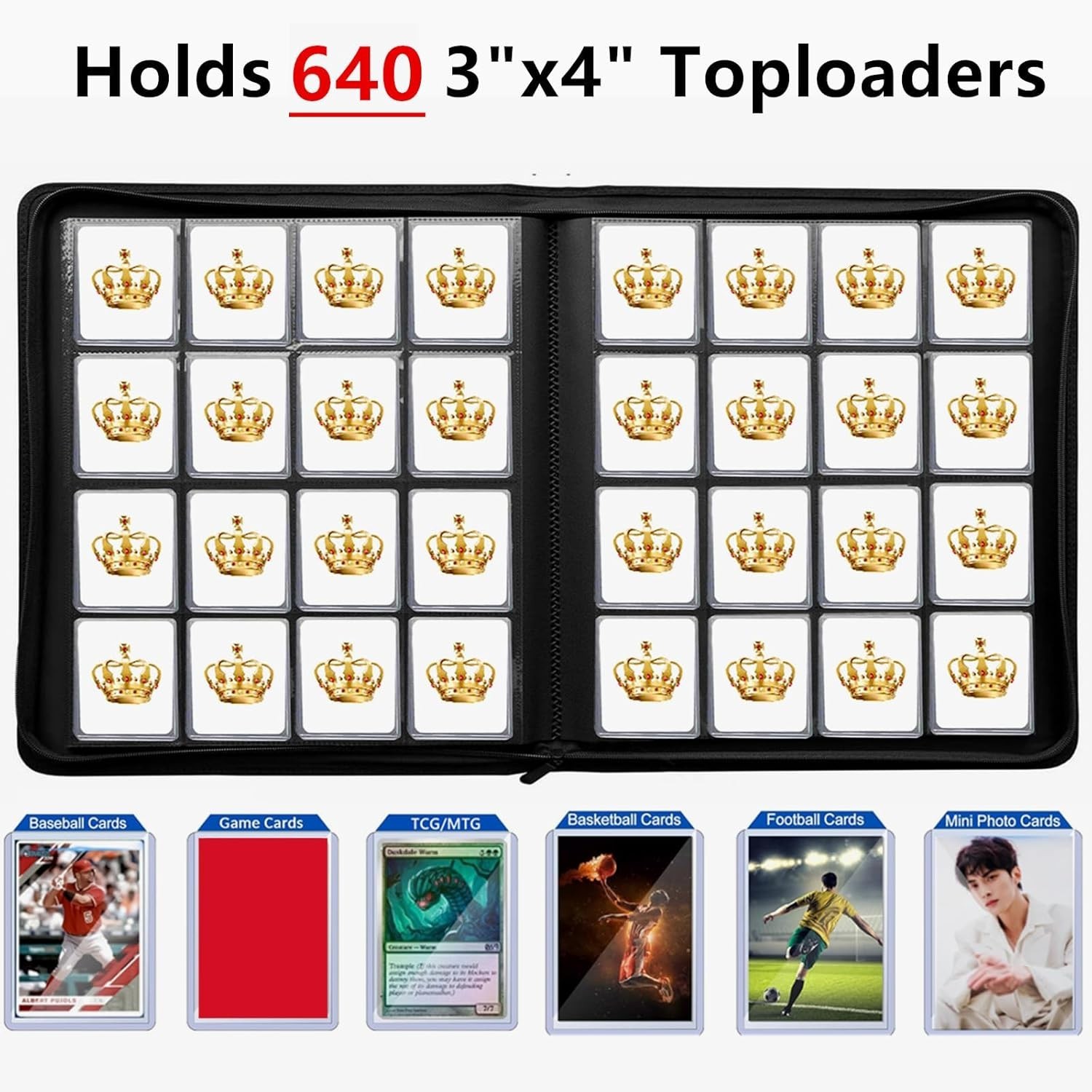 Top Loader Binder 16 Pocket | Trading Card Album 640 Cards Toploader NEW 35pt