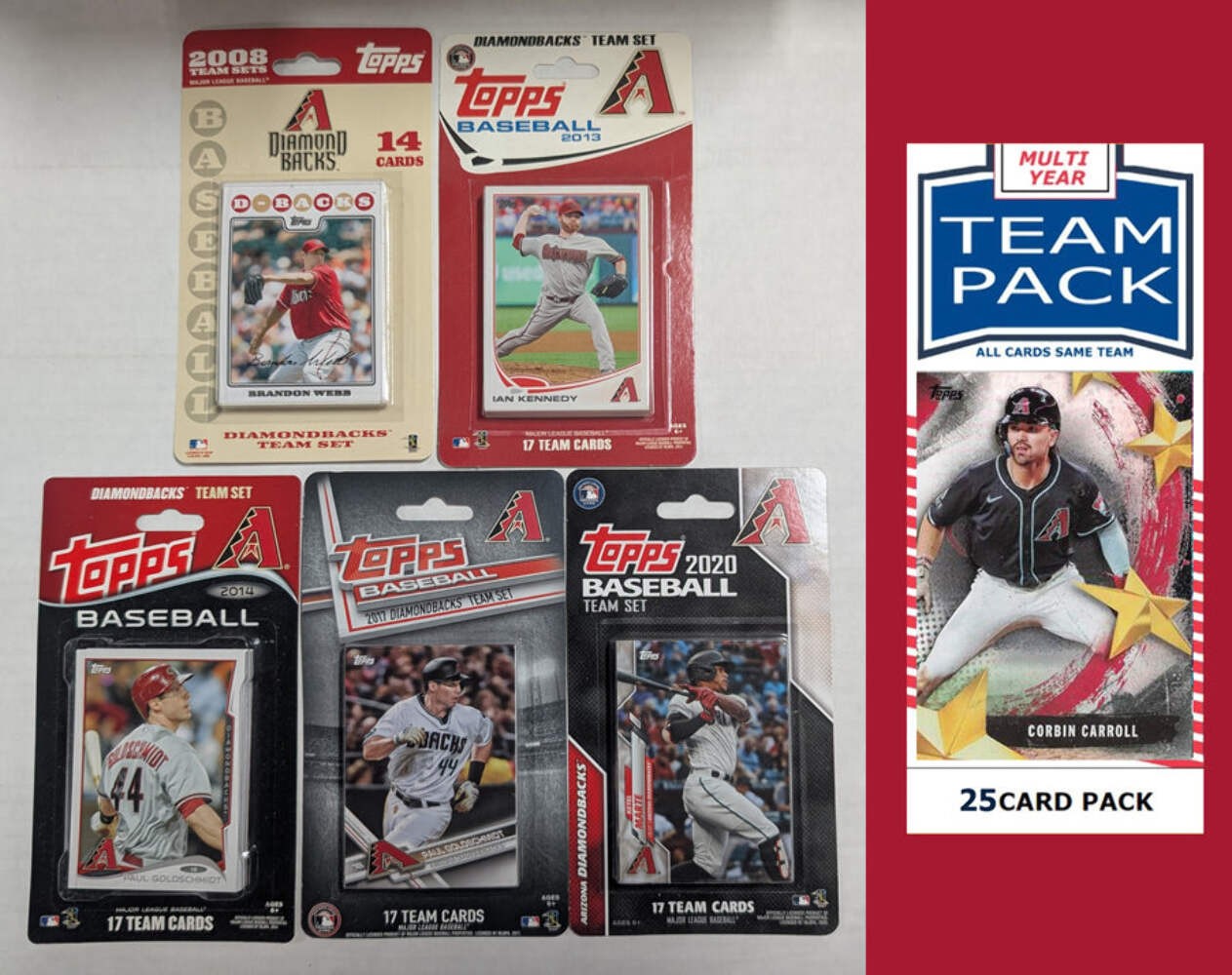 Topps Arizona Diamondbacks Team Sets 2019 2018 2017 2008 + Multiyear Pack 2025 C