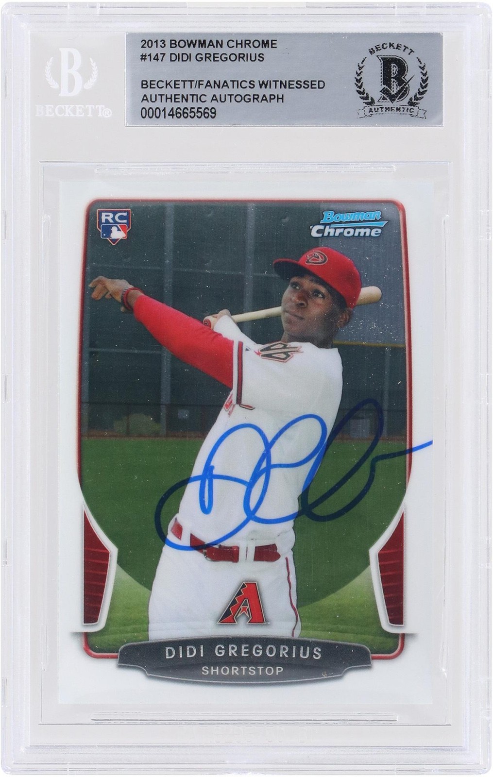Didi Gregorius Diamondbacks Signed 2013 Bowman Chrome MLB #147 BAS Rookie Card