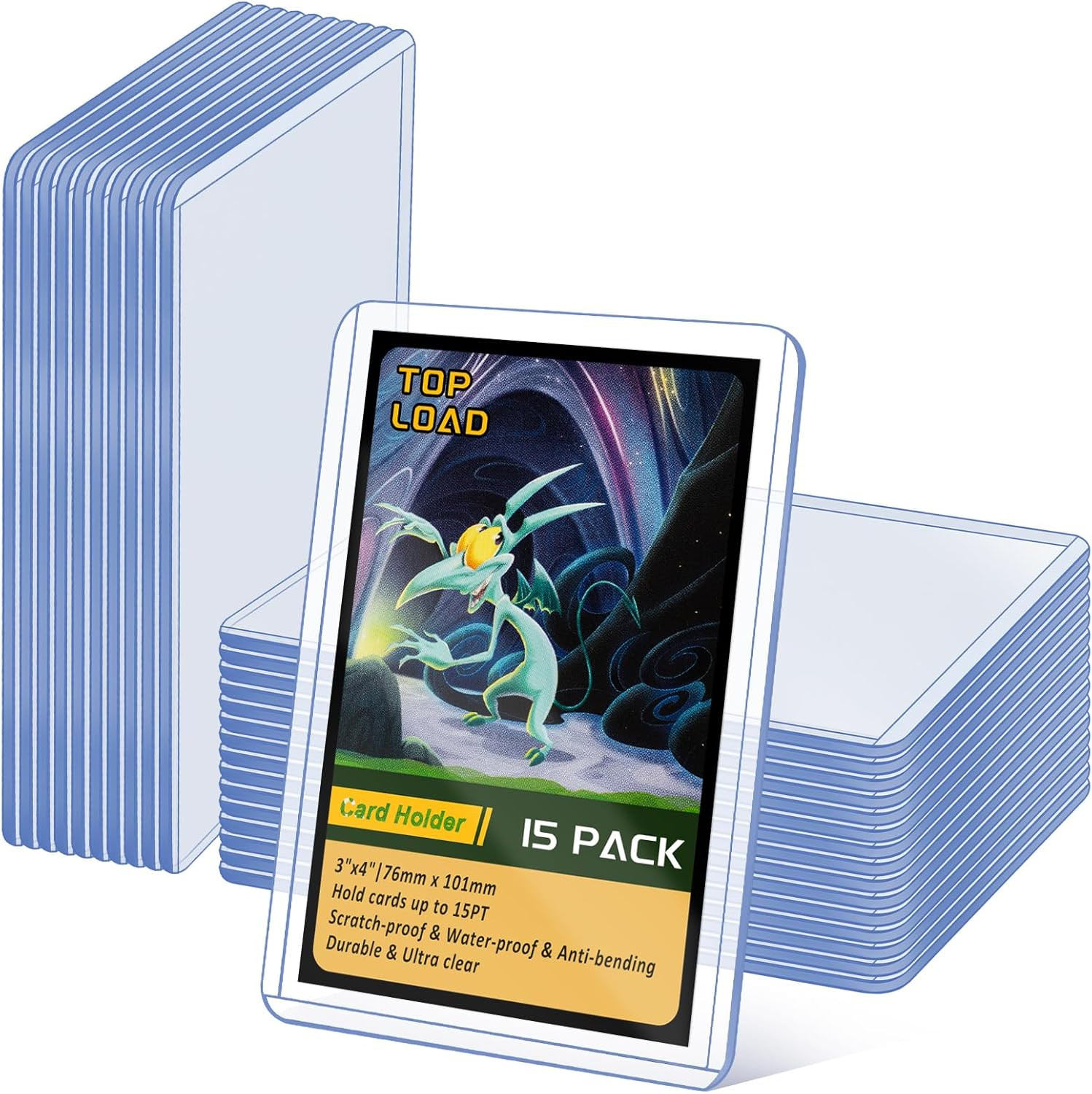 15 Pack Top Loads for Cards 3″X4″ Hard Plastic Card Sleeves Baseball Card Protec