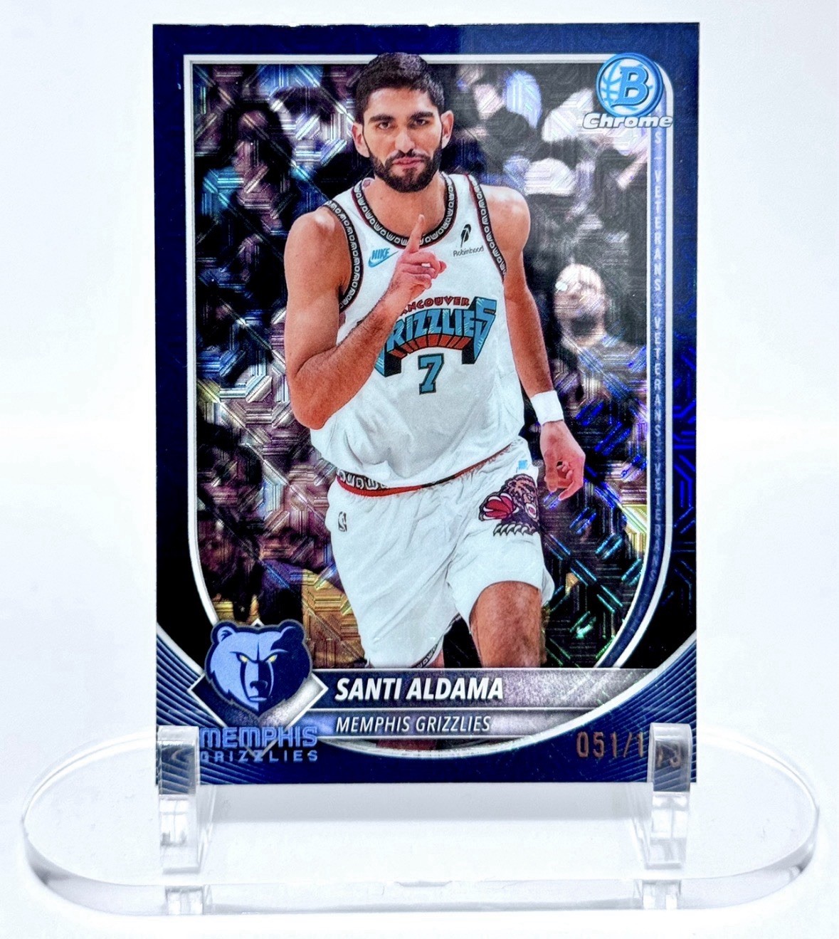 2025-26 Bowman Chrome Santi Aldama /175 Navy Mojo Refractor #BCV-200 Grizzlies