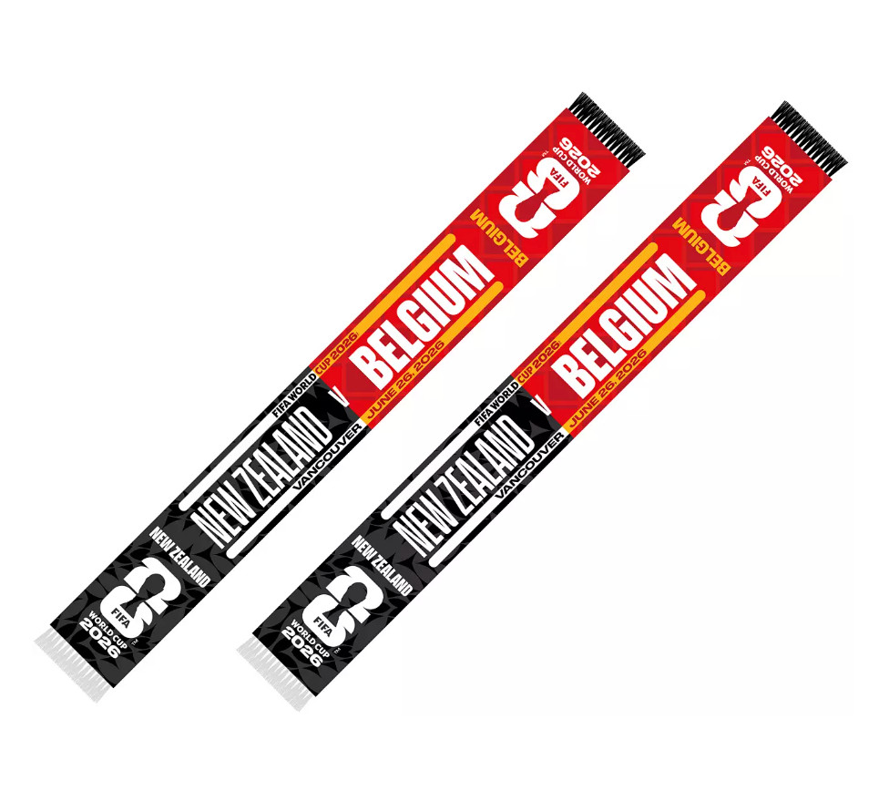 NWT 100% Authentic World Cup New Zealand vs. Belgium Match Scarf Bank Exclusive