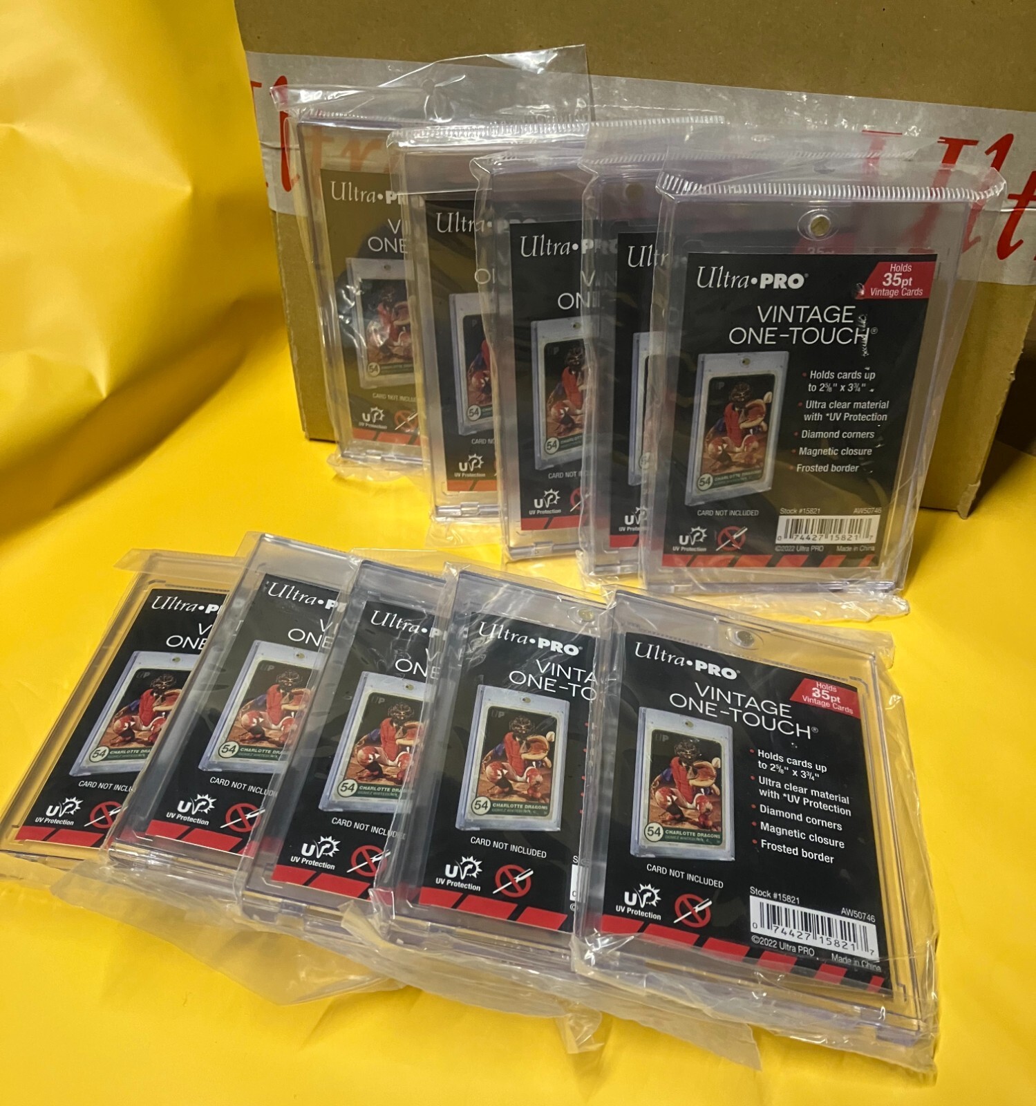 Lot of 10 Ultra PRO 35pt Vintage ONE TOUCH Magnetic UV Card Holder 2 5/8 x 3 3/4