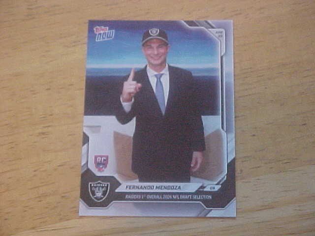 Fernando Mendoza 2026 Topps Now Rookie Card #FMEN 1st Topps Now Raiders Card