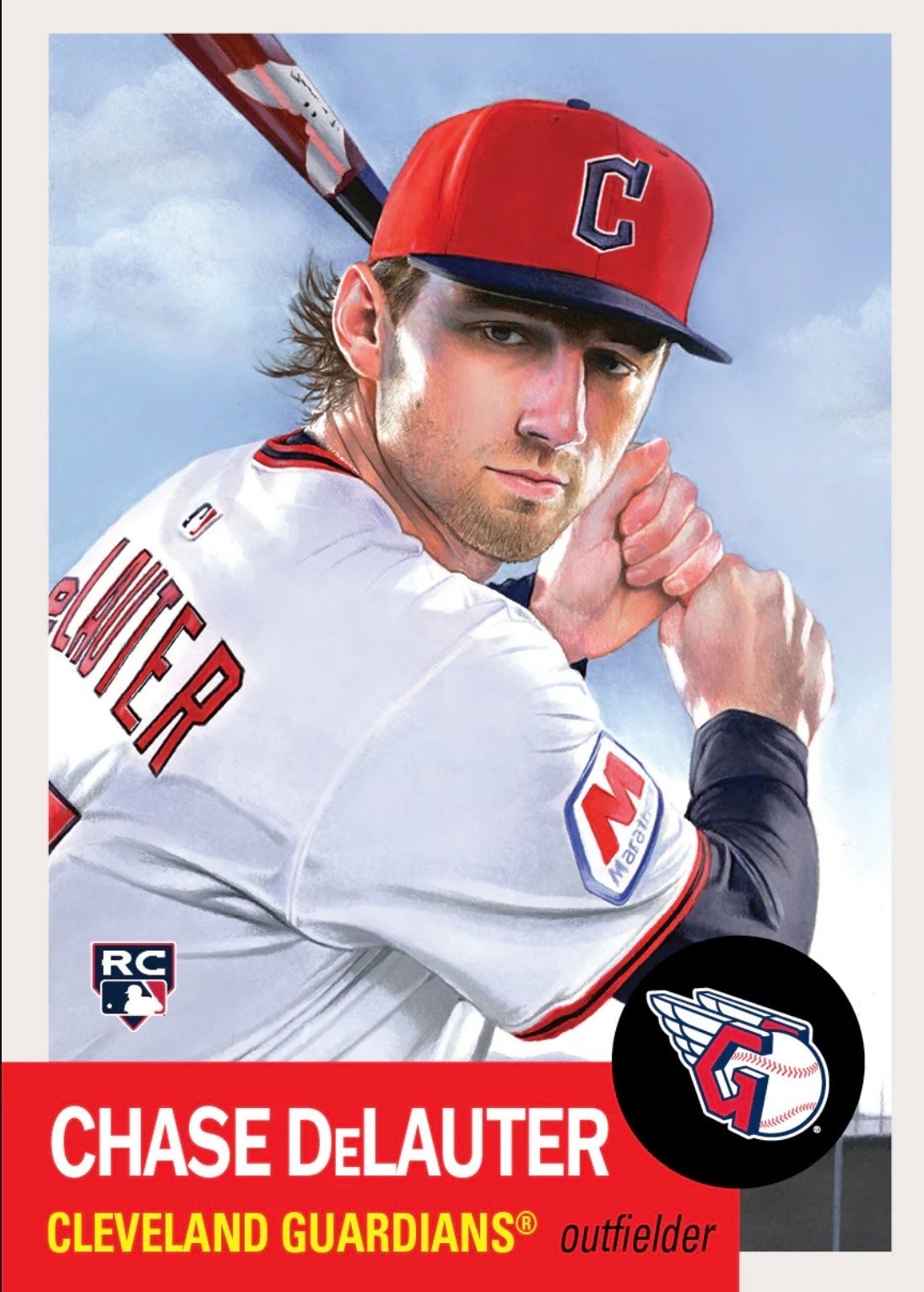 TOPPS BASEBALL MLB LIVING SET ROOKIE CARD CLEVELAND GUARDIANS CHASE DELAUTER 931