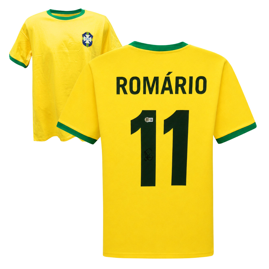 Romario Signed Vintage Brazil FC Home Soccer Jersey #11 with Beckett COA
