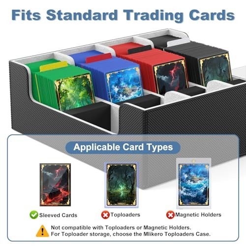 Trading Card Storage Box 4 Row Large Capacity 2400 Cards Magnetic Closure Divide