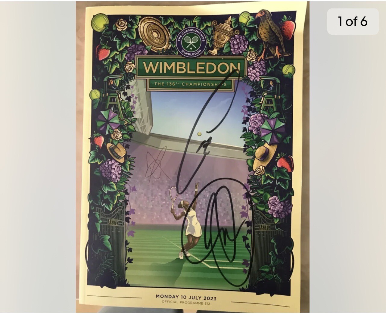 🔥Novak Djokovic & Carlos Alcaraz Dual Wimbledon Signatures Auto Authenticated😎