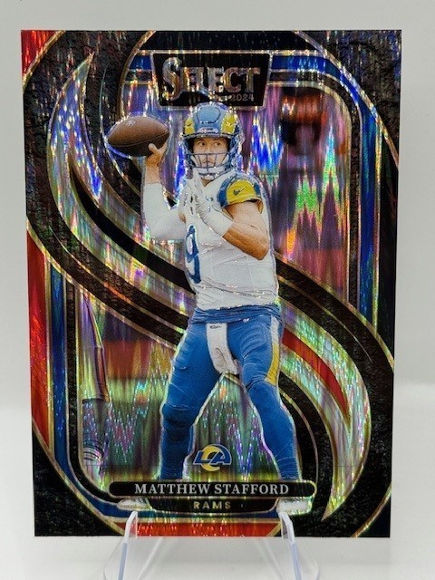 2024 Select Matthew Stafford Premier Level Black & Red Shock #182 – LA Rams