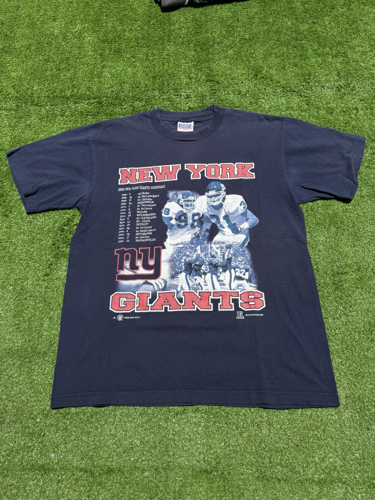 Vintage New York Giants 2000 Schedule Graphic T-shirt Size Large