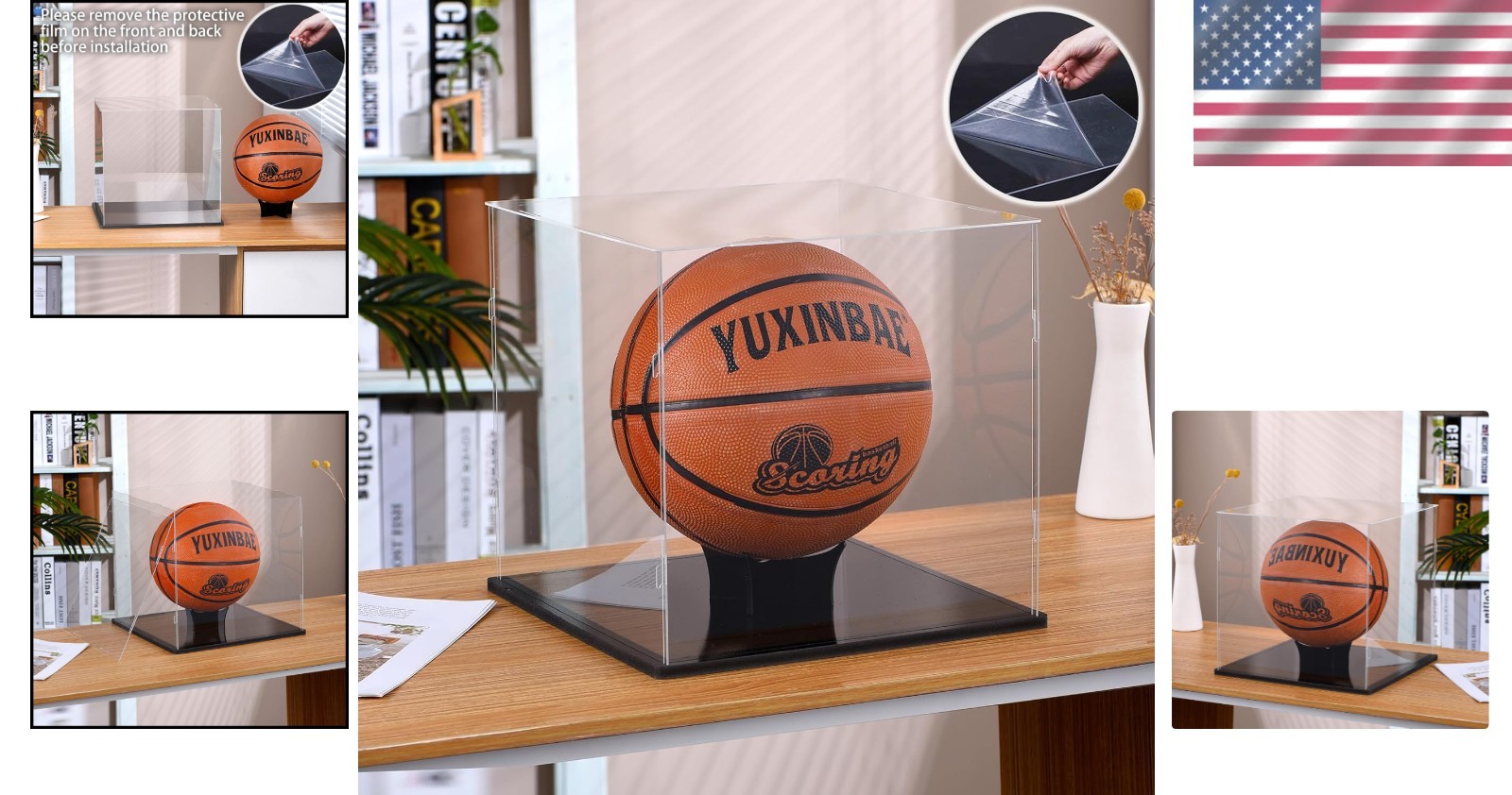 Clear Acrylic Display Case UV Protected Acrylic Basketball Holder, Display Case