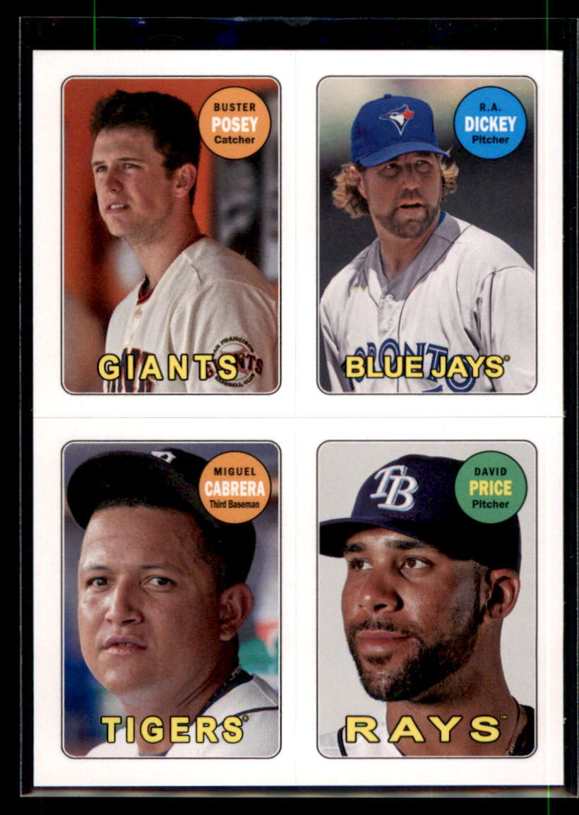 2013 Topps Archives 1969 4-in-1 Posey / Dickey / Cabrera / Price #69S-PDCP