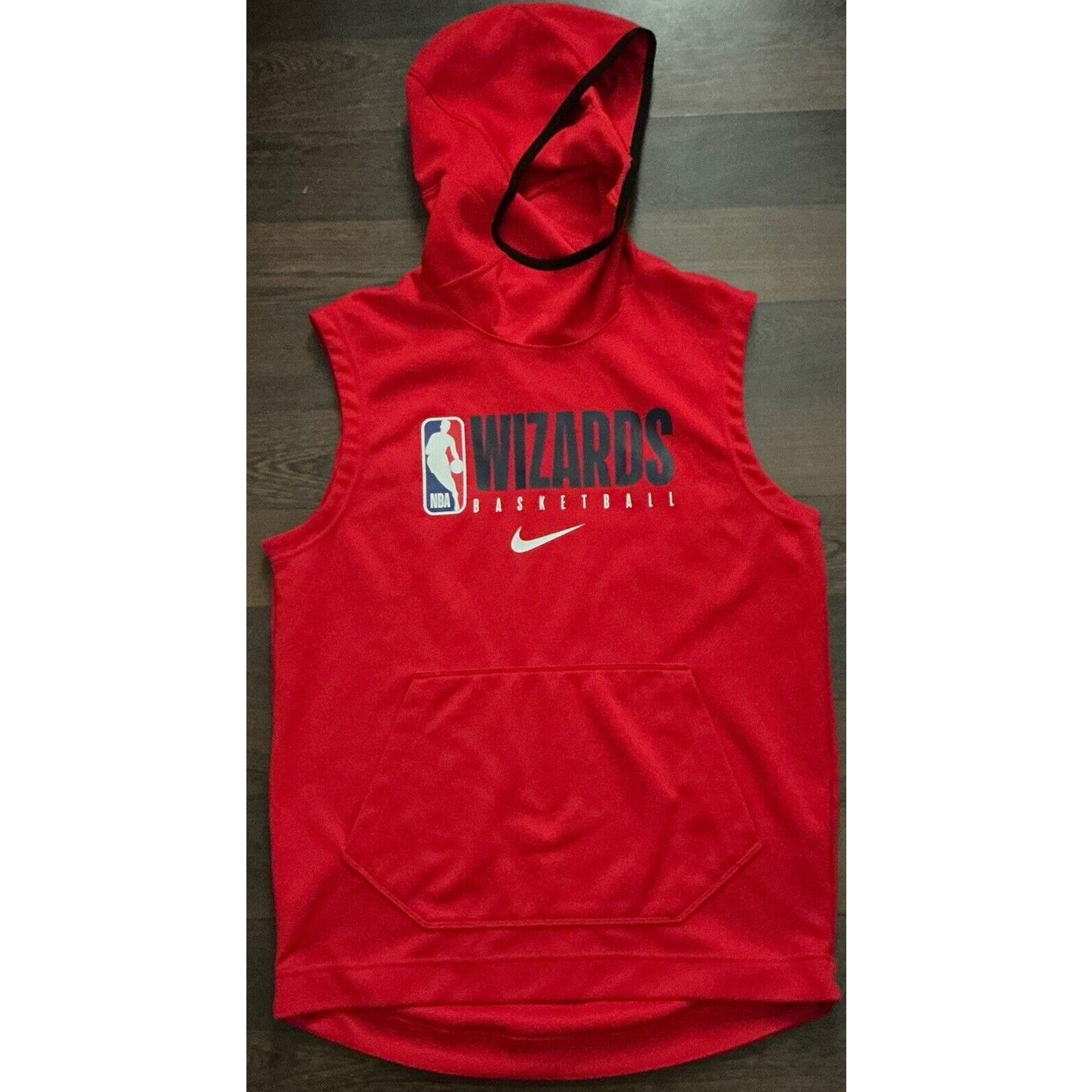 Nike NBA Washington Wizards Team Issue Warm Up Hooded Vest AV1495-657 Mens Sz M