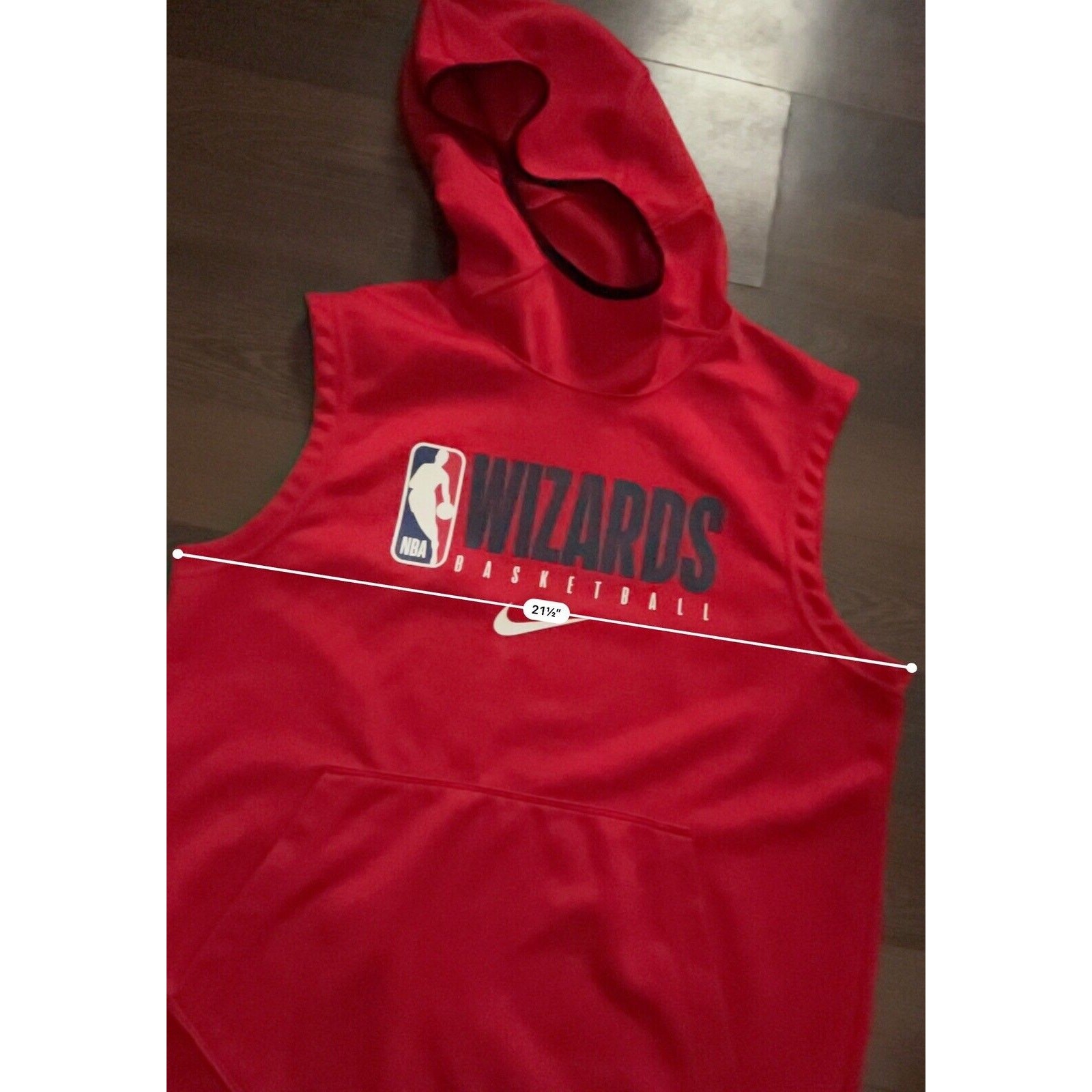 Nike NBA Washington Wizards Team Issue Warm Up Hooded Vest AV1495-657 Mens Sz M