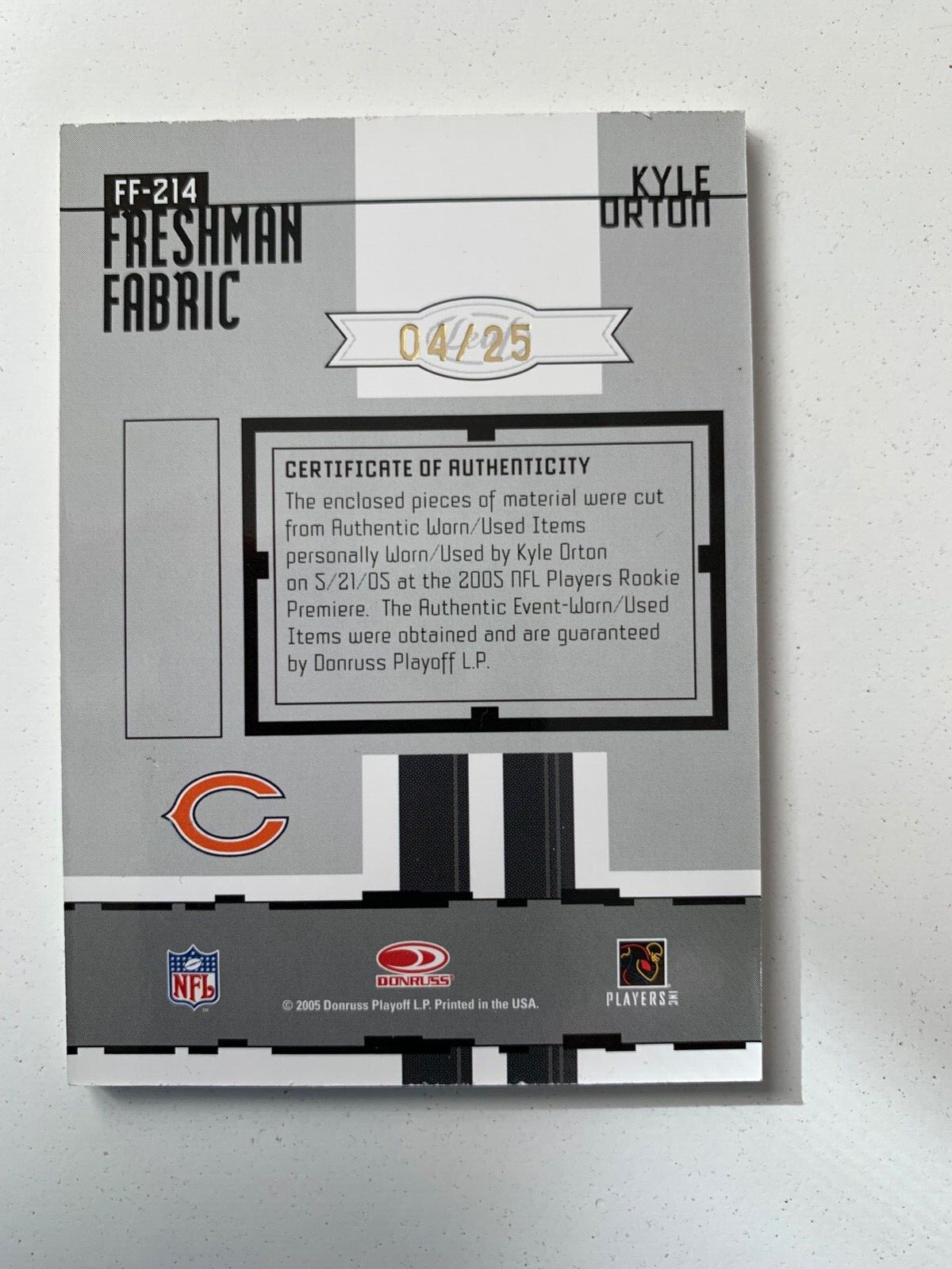 2005 Leaf Certified rc rainbow KYLE ORTON /5 /25/50/150 Chicago Bears