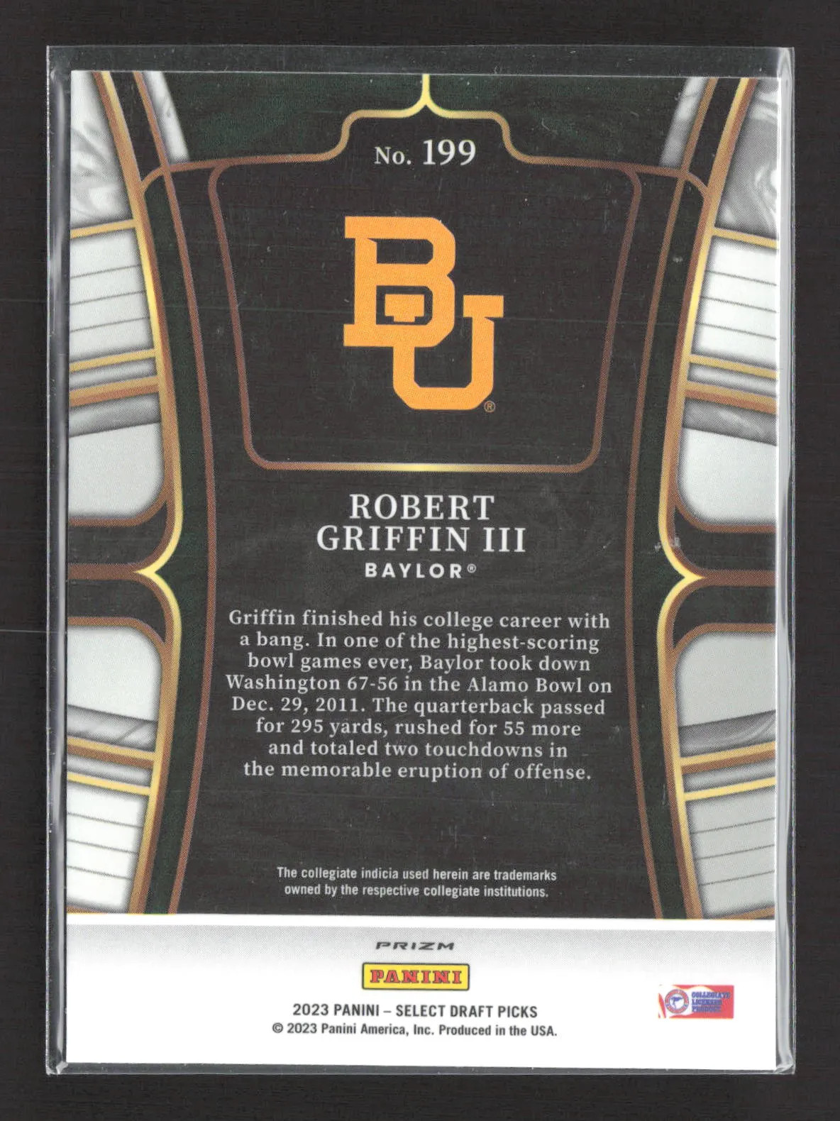2023 Panini Select Draft Picks Prizm Robert Griffin III #199